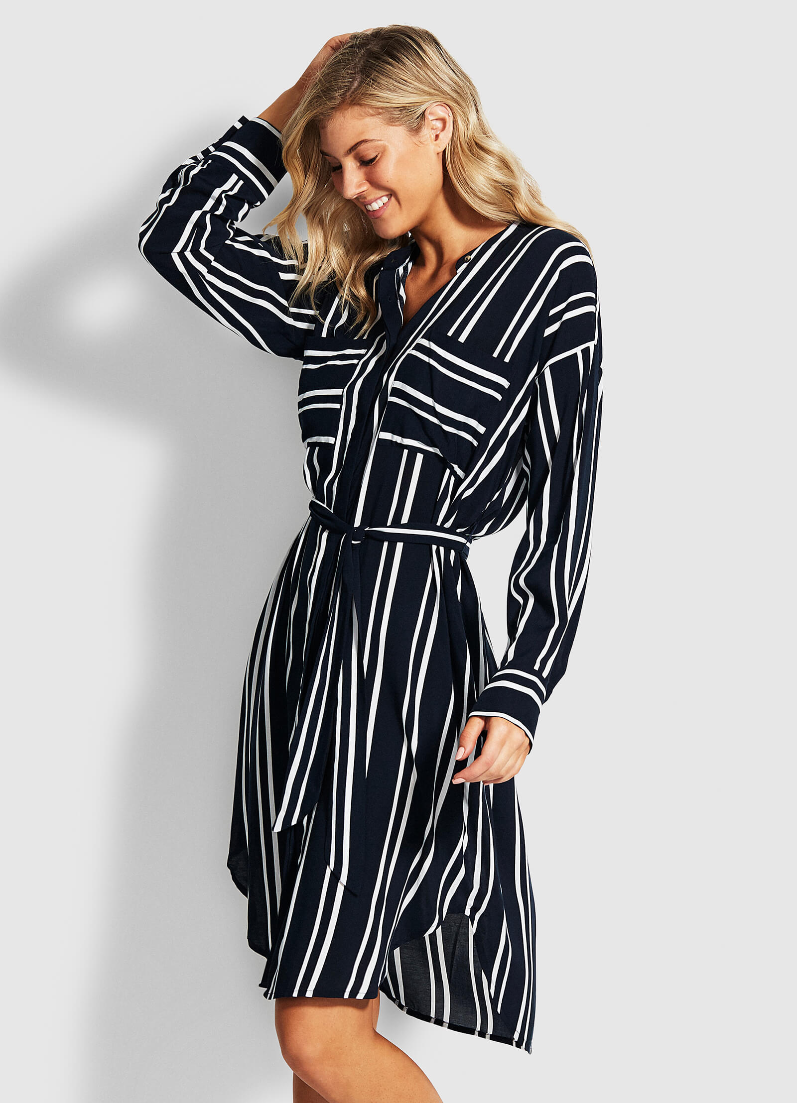 Summer Sea Stripe Shirt Dress - Navy Stripe - Navy Stripe view 2