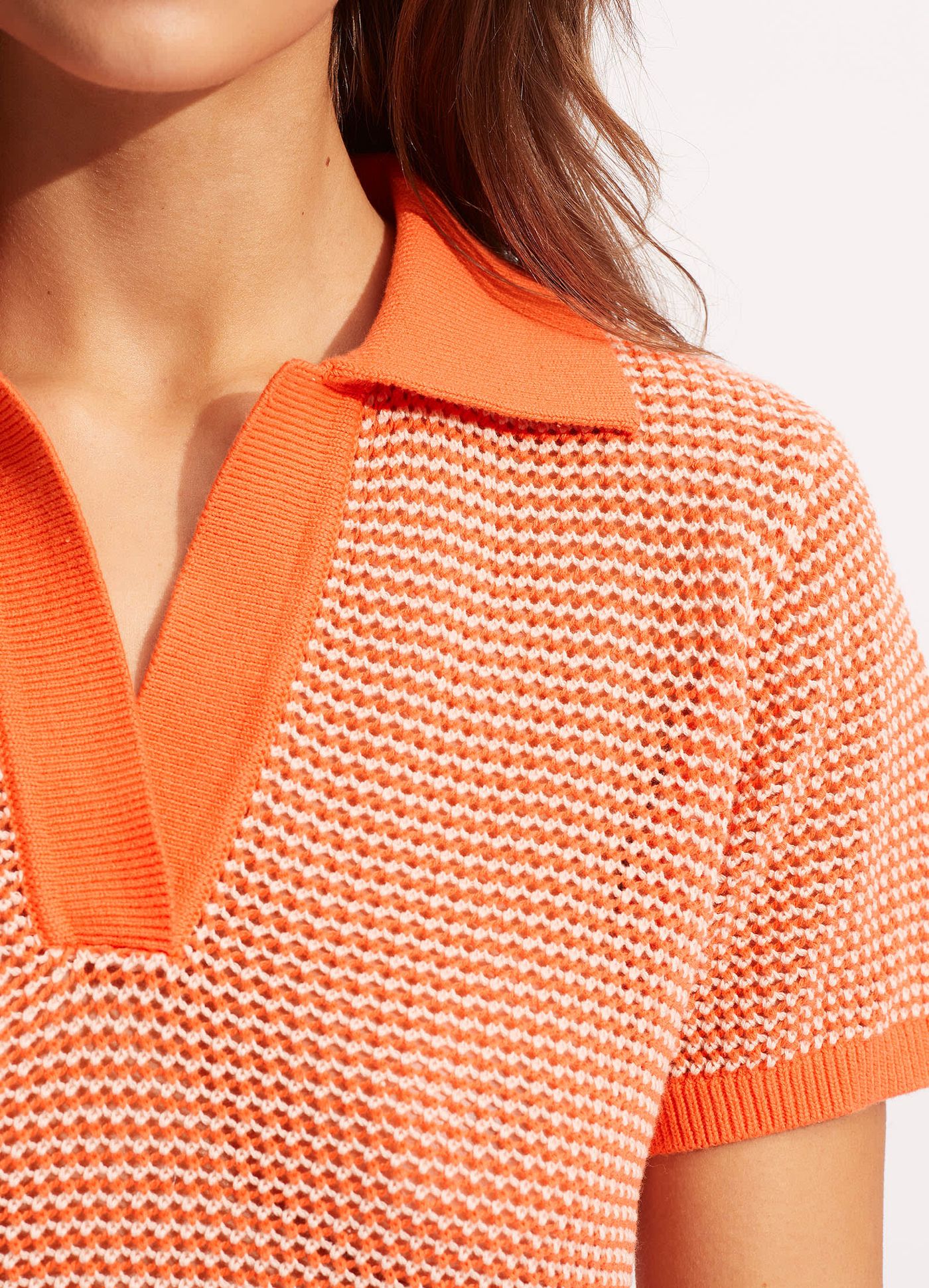 Sunray Knit Polo Top - Mandarin - Mandarin view 5