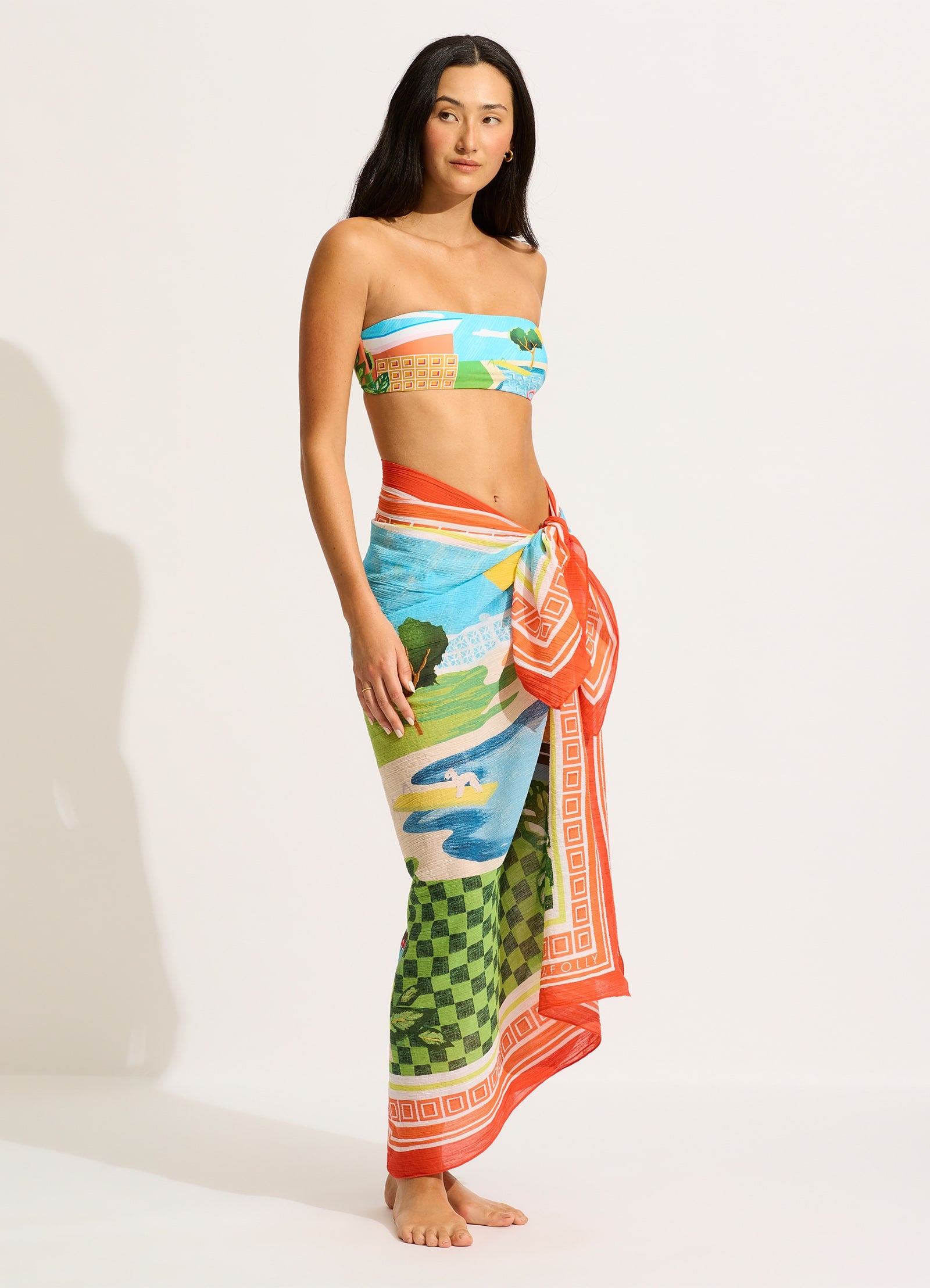 Sunset Sarong - Turquoise view 2