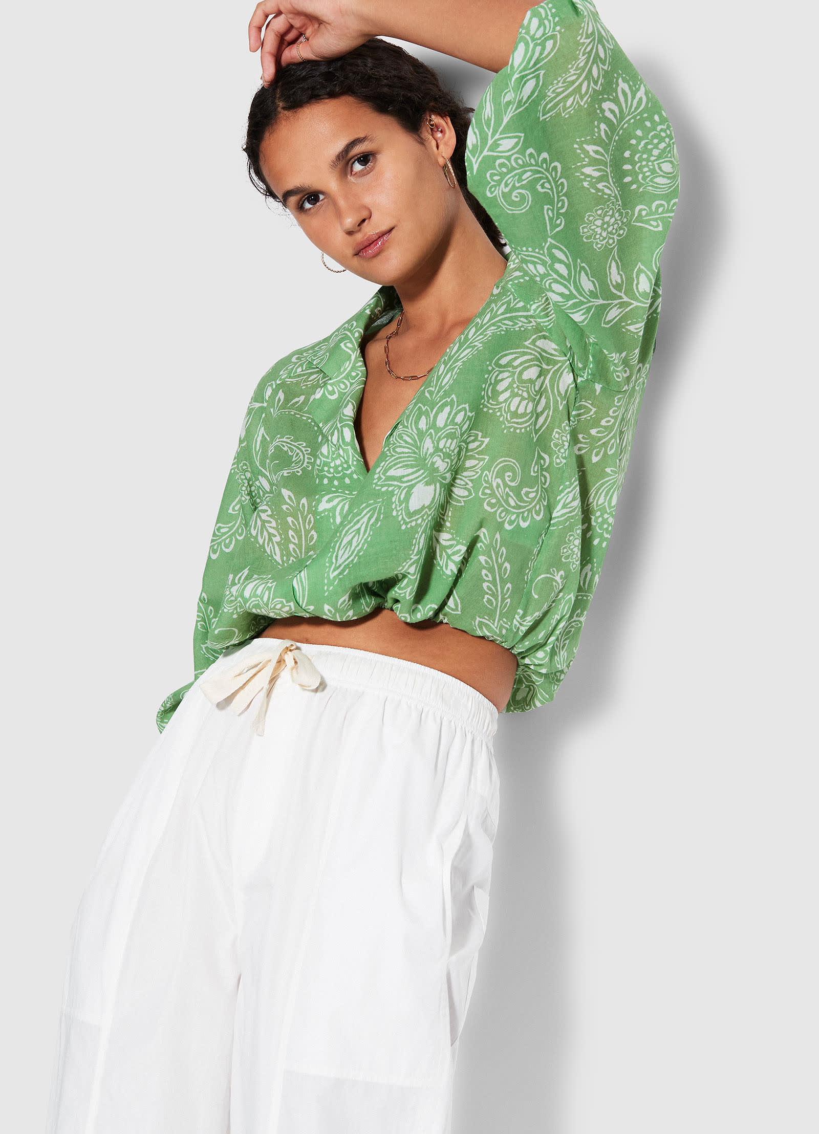 Taper Poplin Pant   - White - White view 2