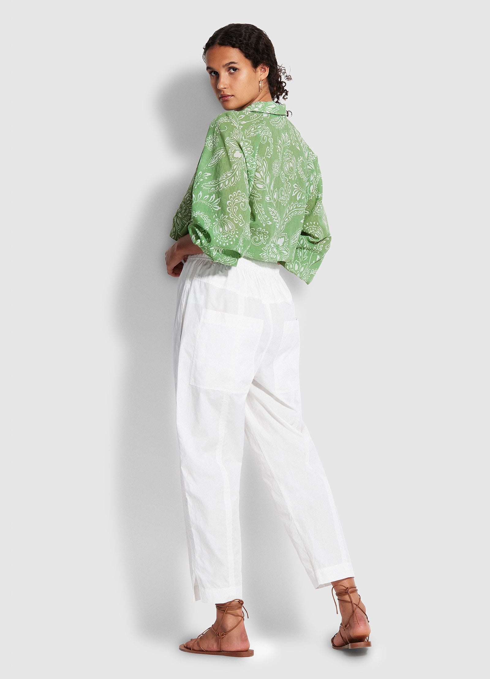 Taper Poplin Pant   - White - White view 4