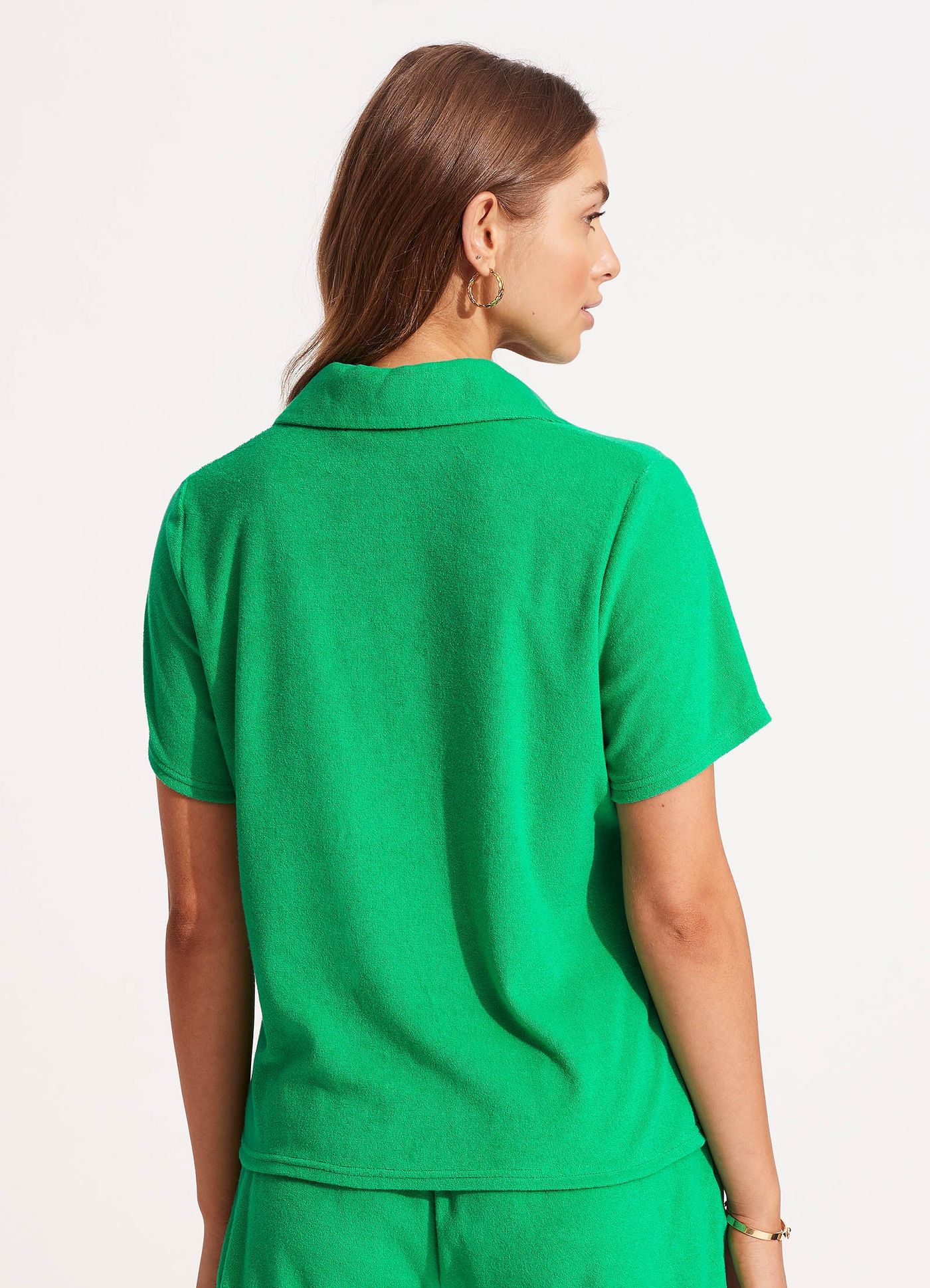 Terry Polo Top - Green - Green view 4