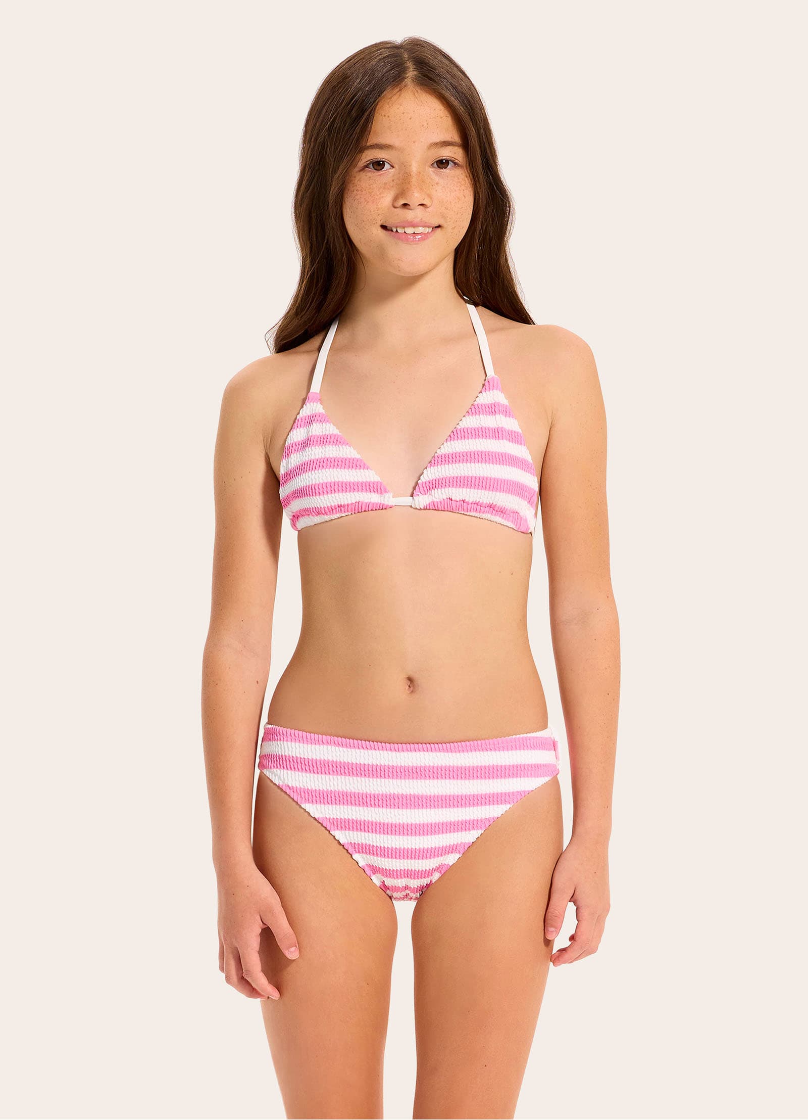 Texture Triangle Bikini Set - Candy Pink view 2