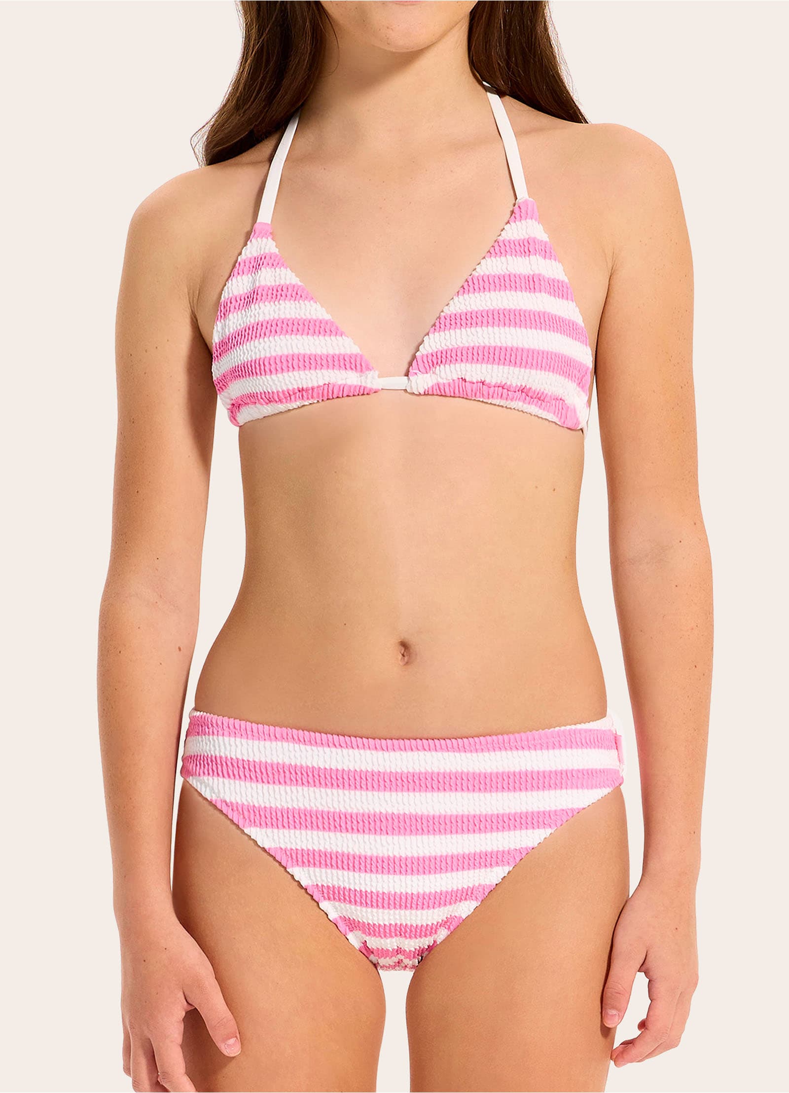 Texture Triangle Bikini Set - Candy Pink view 3