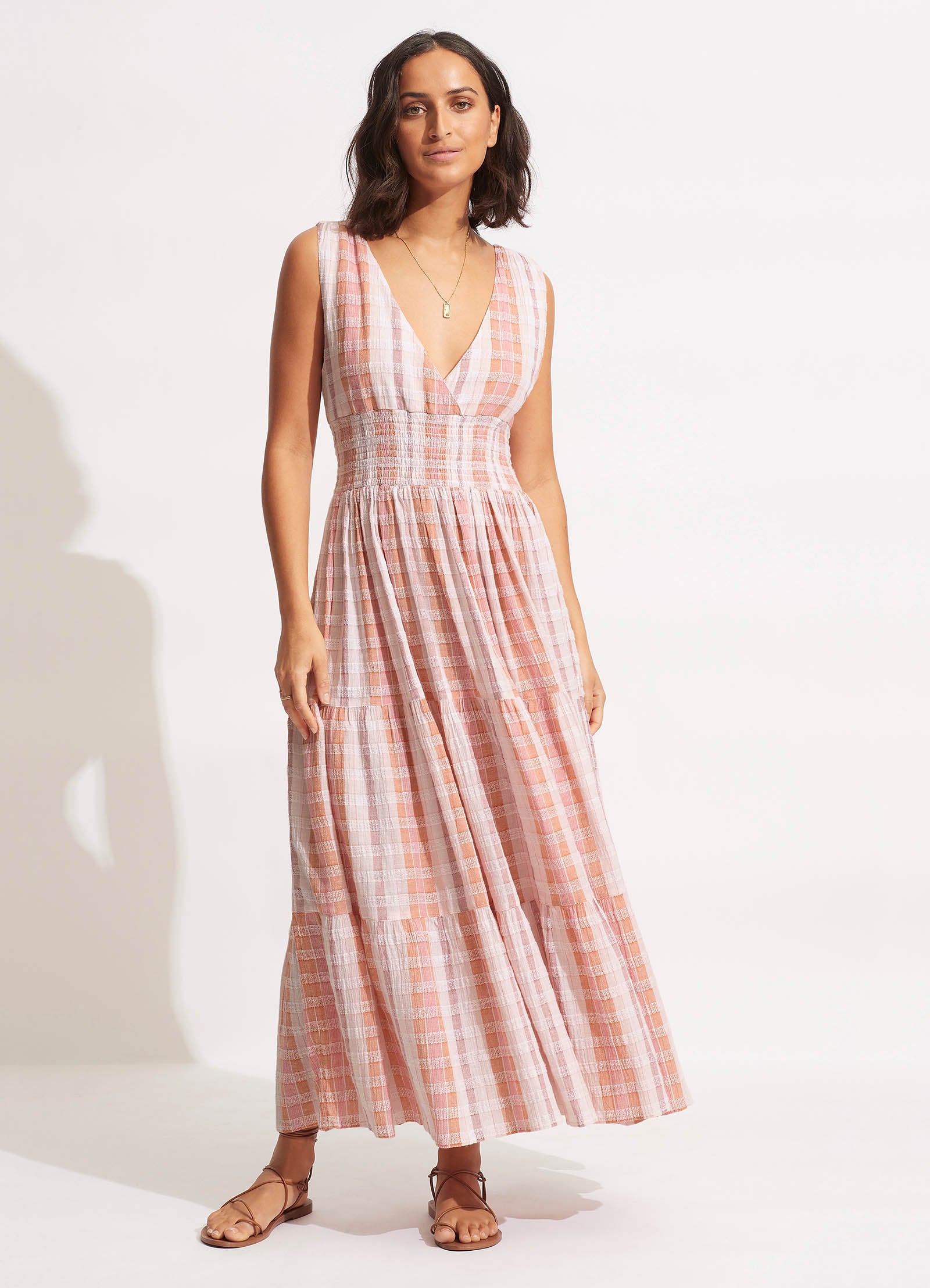 Textured Gingham Maxi Dress - Lilac - Lilac view 2