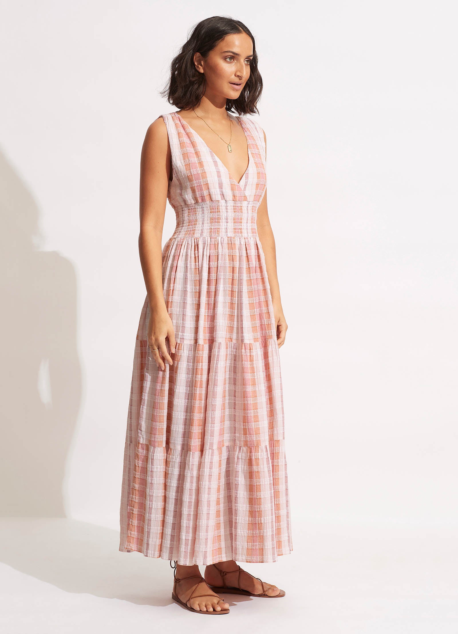 Textured Gingham Maxi Dress - Lilac - Lilac view 3