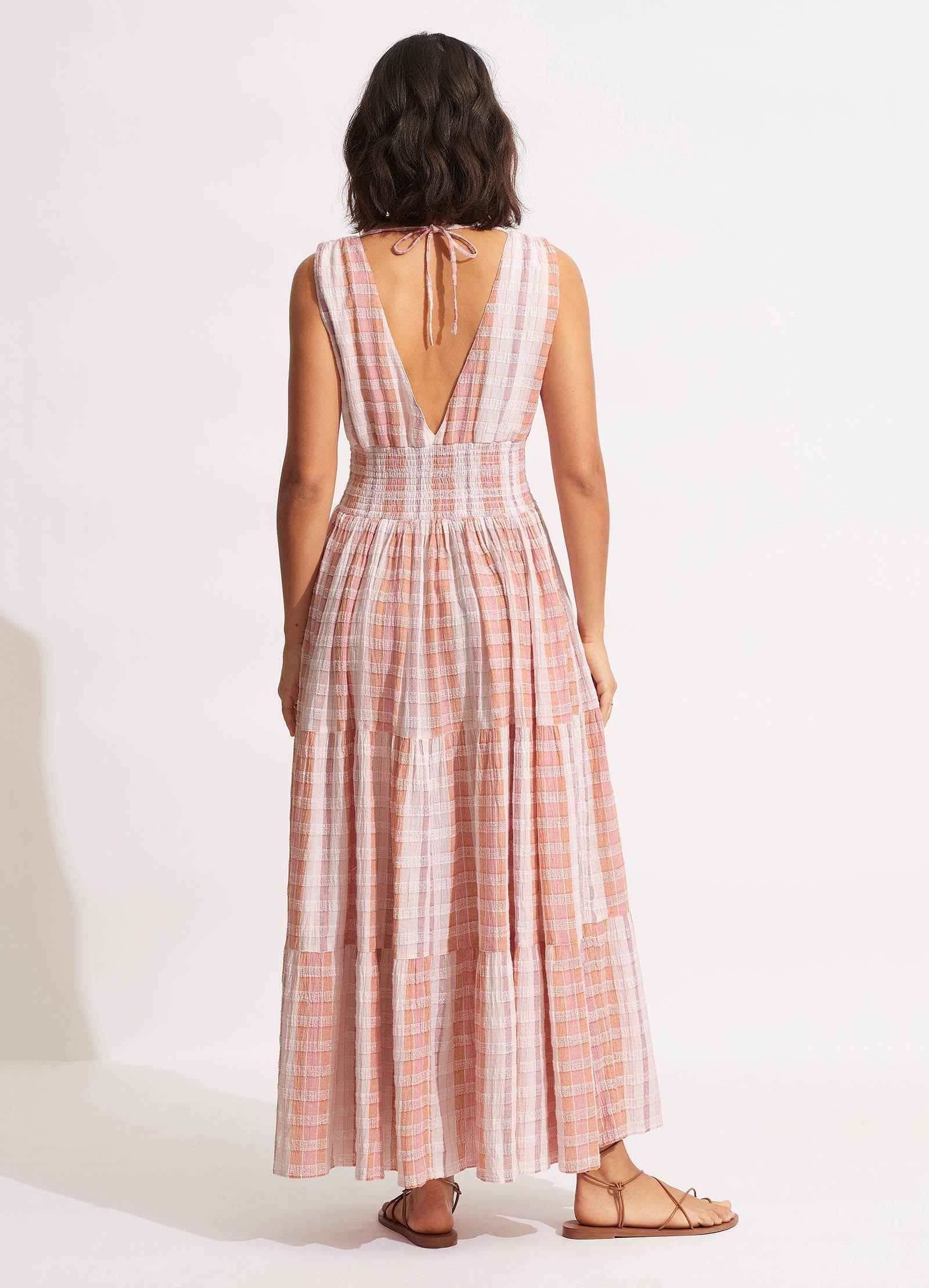 Textured Gingham Maxi Dress - Lilac - Lilac view 4