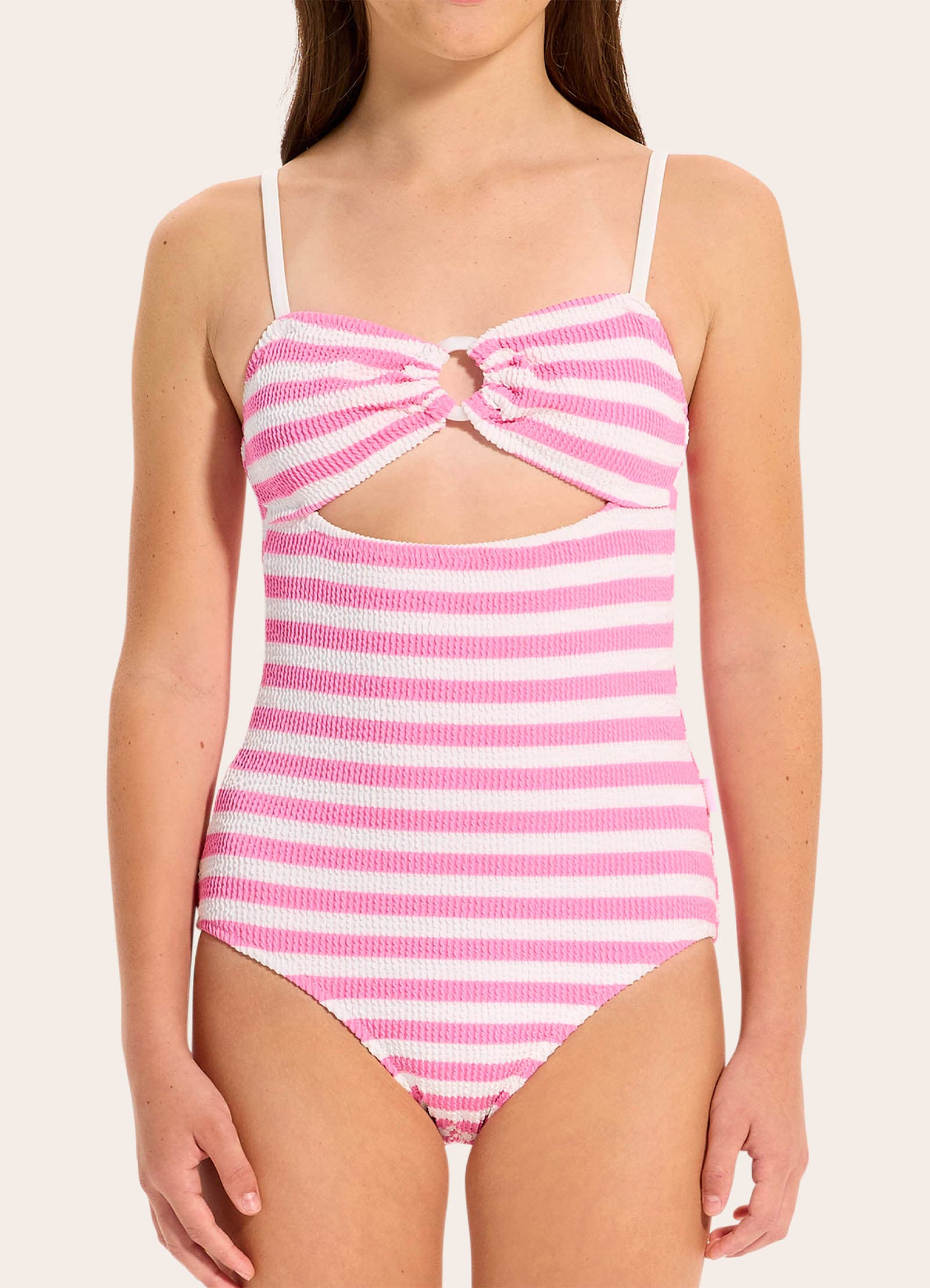 Textured One Piece Swimsuit - Candy Pink view 3