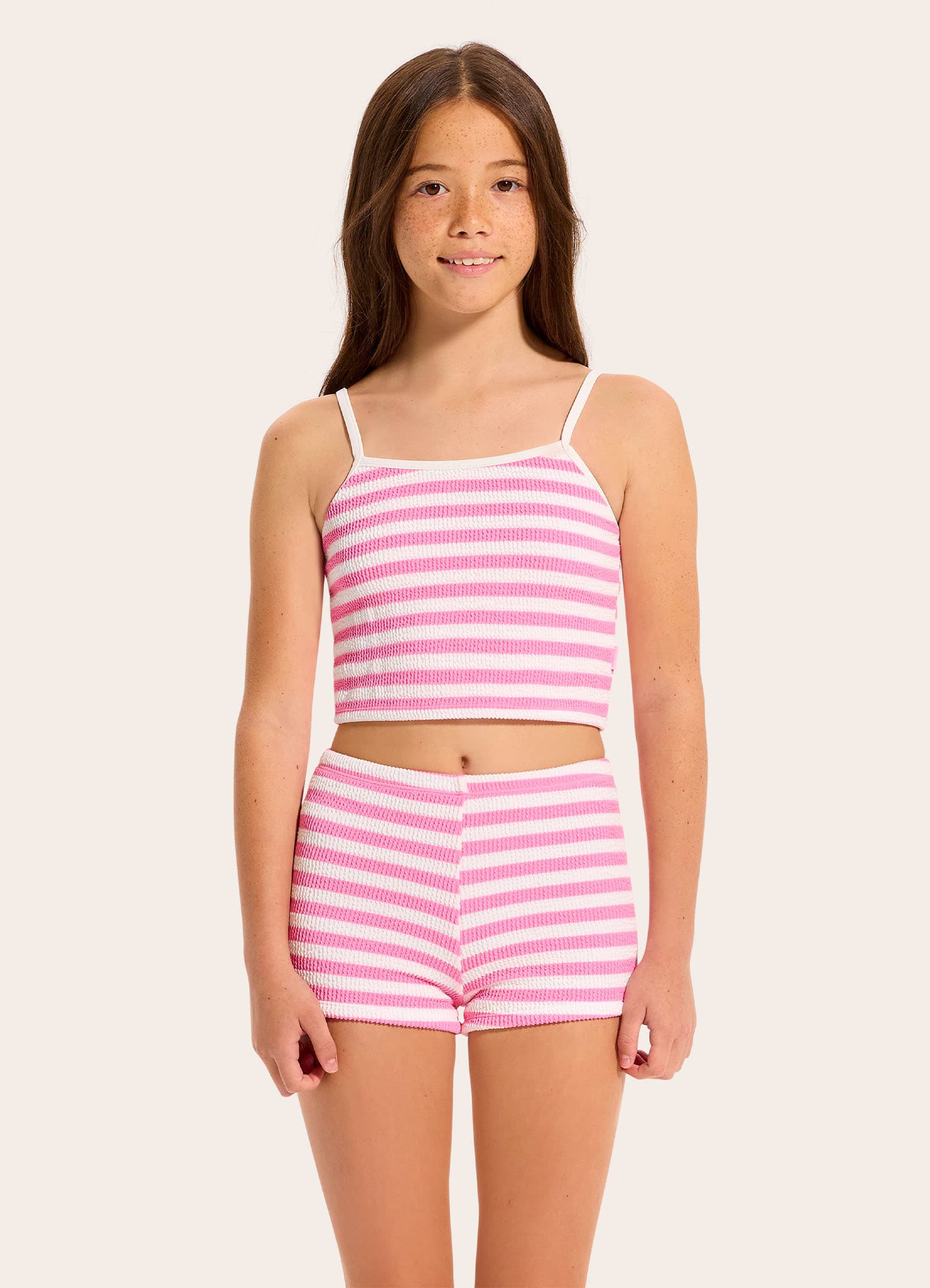Textured Tankini Set - Candy Pink view 2