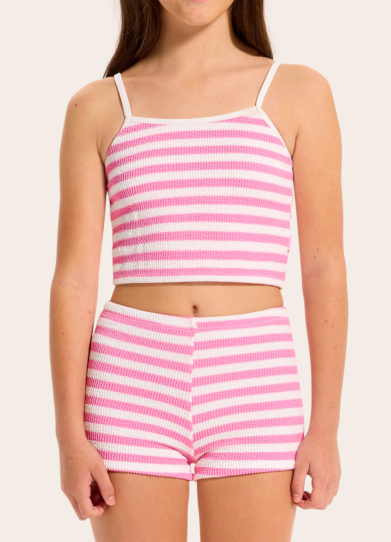 Textured Tankini Set - Candy Pink view 3
