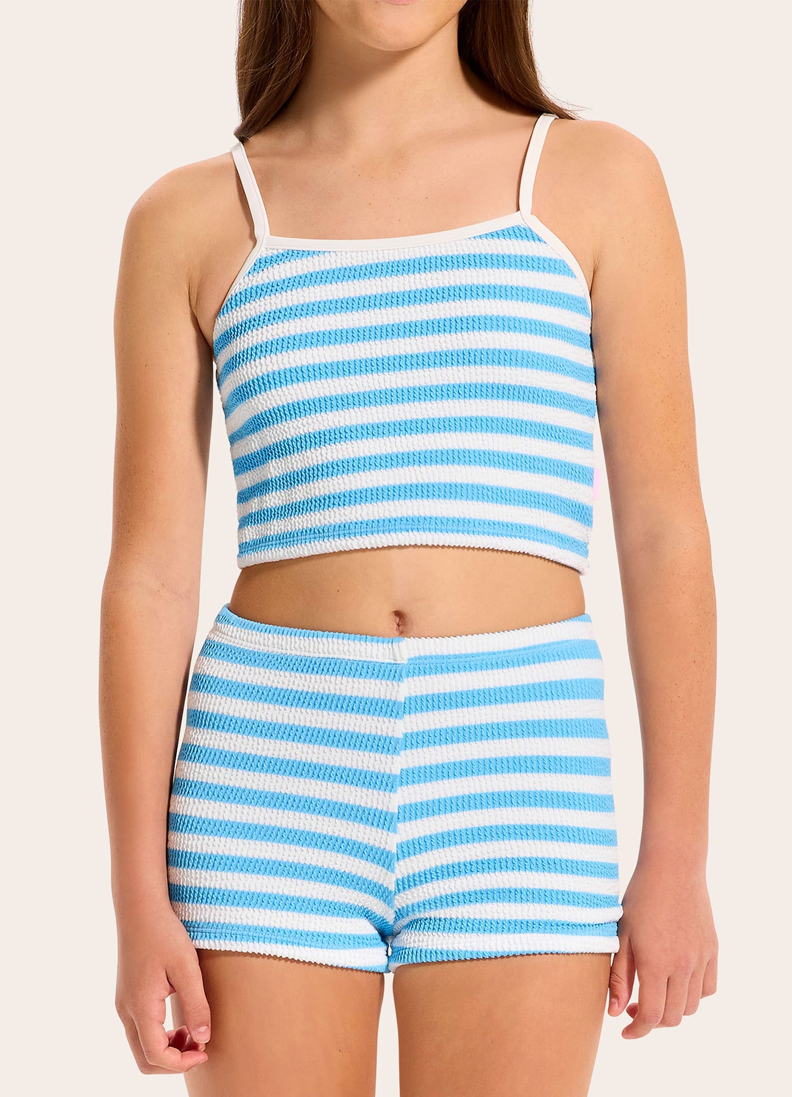 Textured Tankini Set - Powder Blue view 3