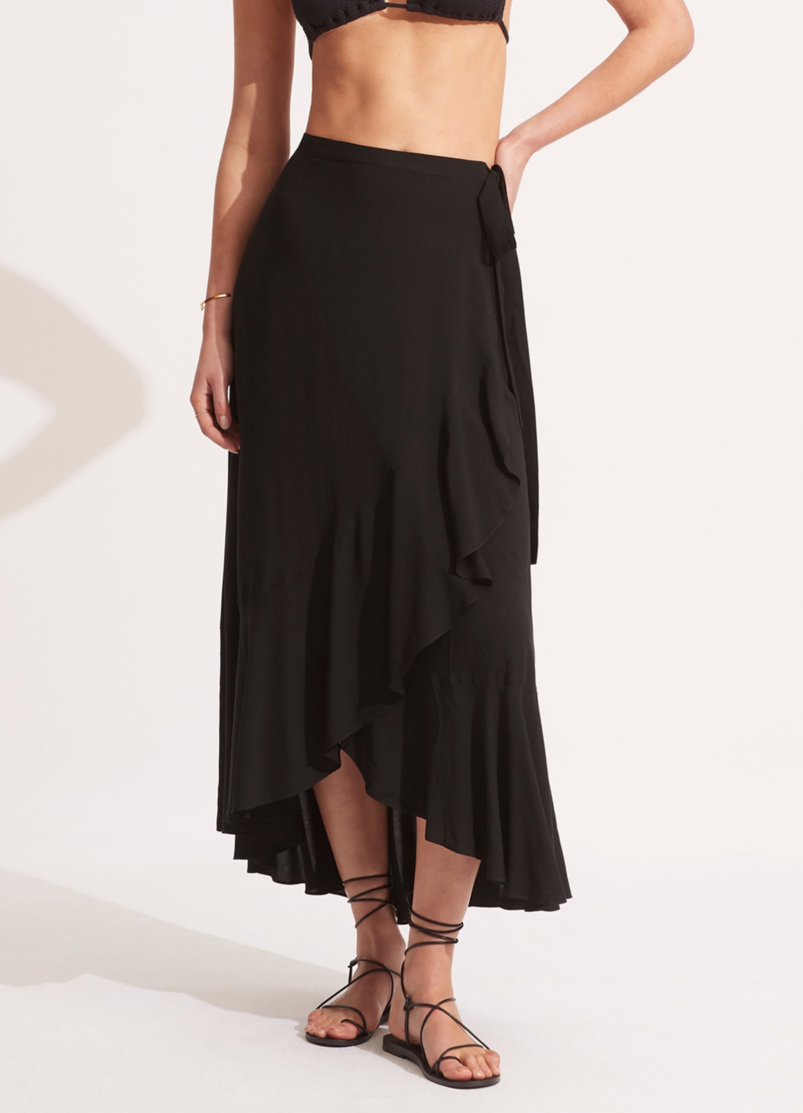 The Wrap Skirt - Black - Black view 2
