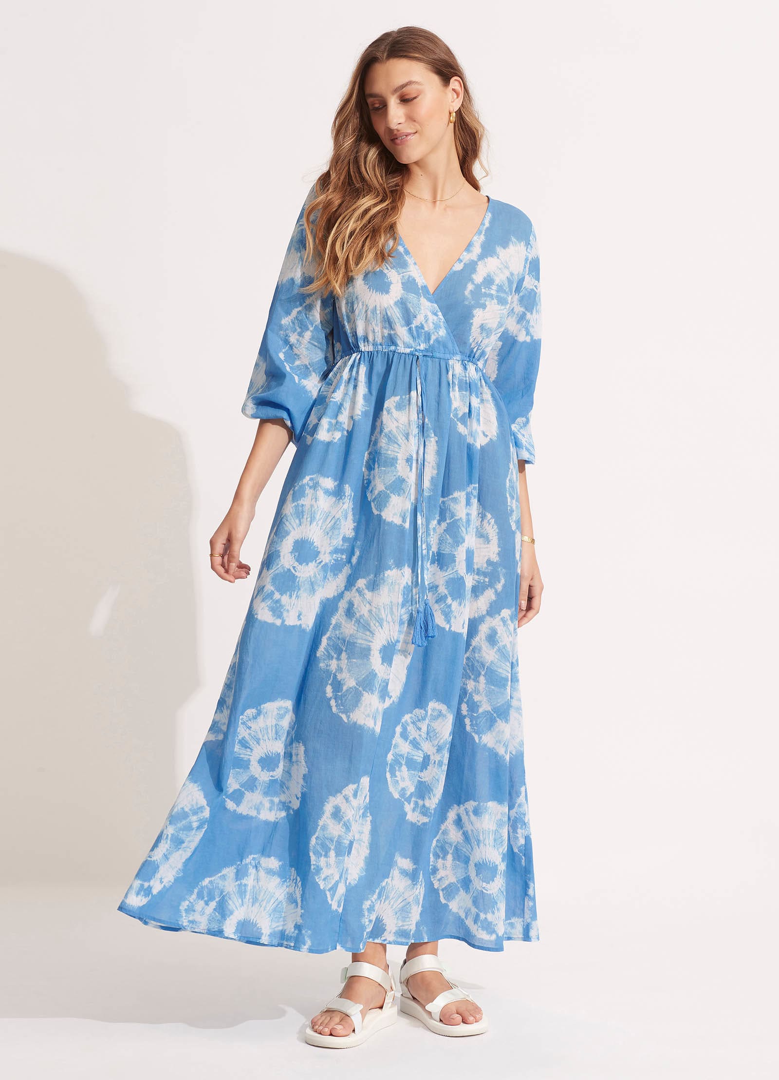Tie Dye Maxi Dress - Azure - Azure