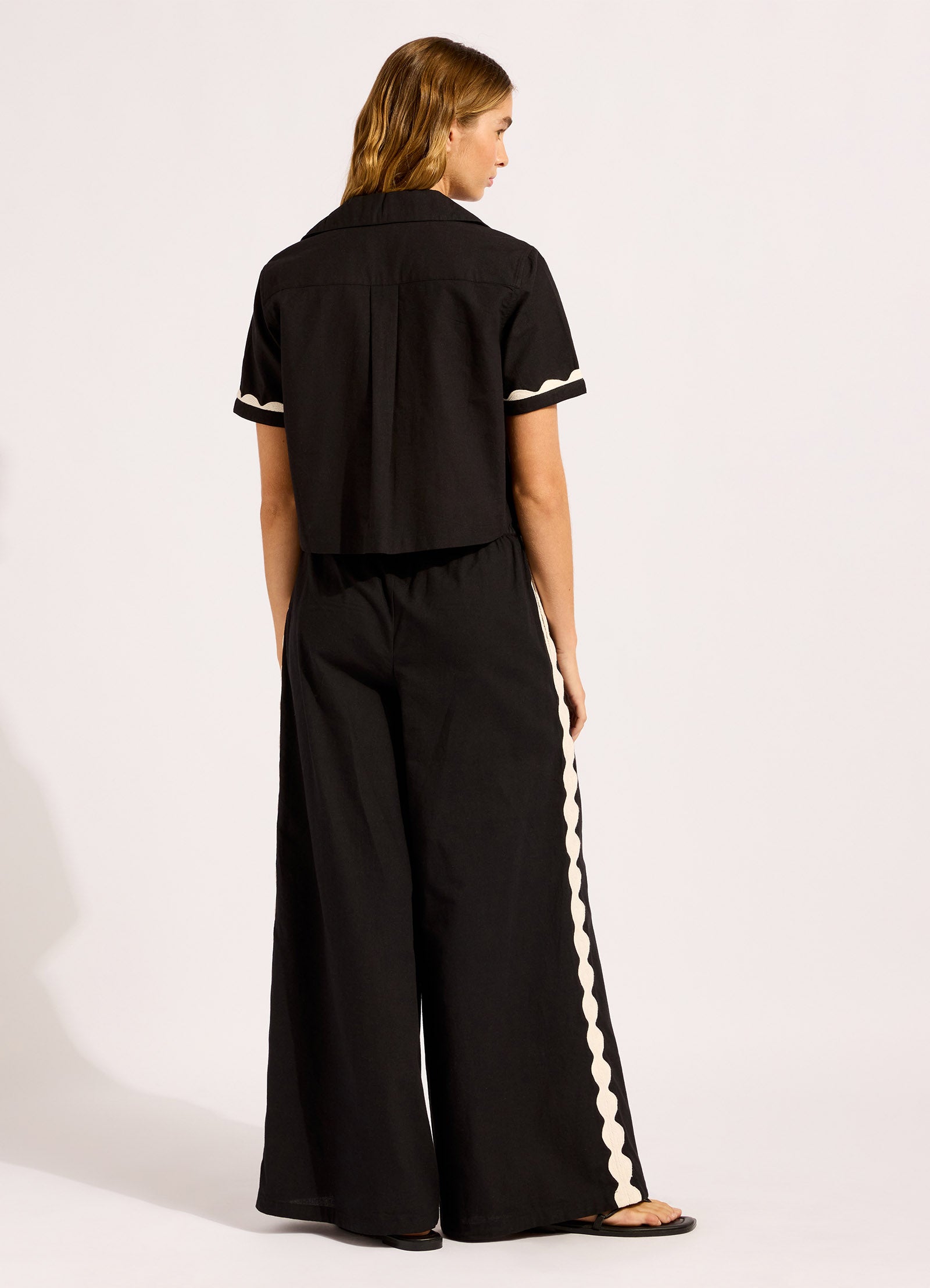 Tie Front Shirt - Black view 4
