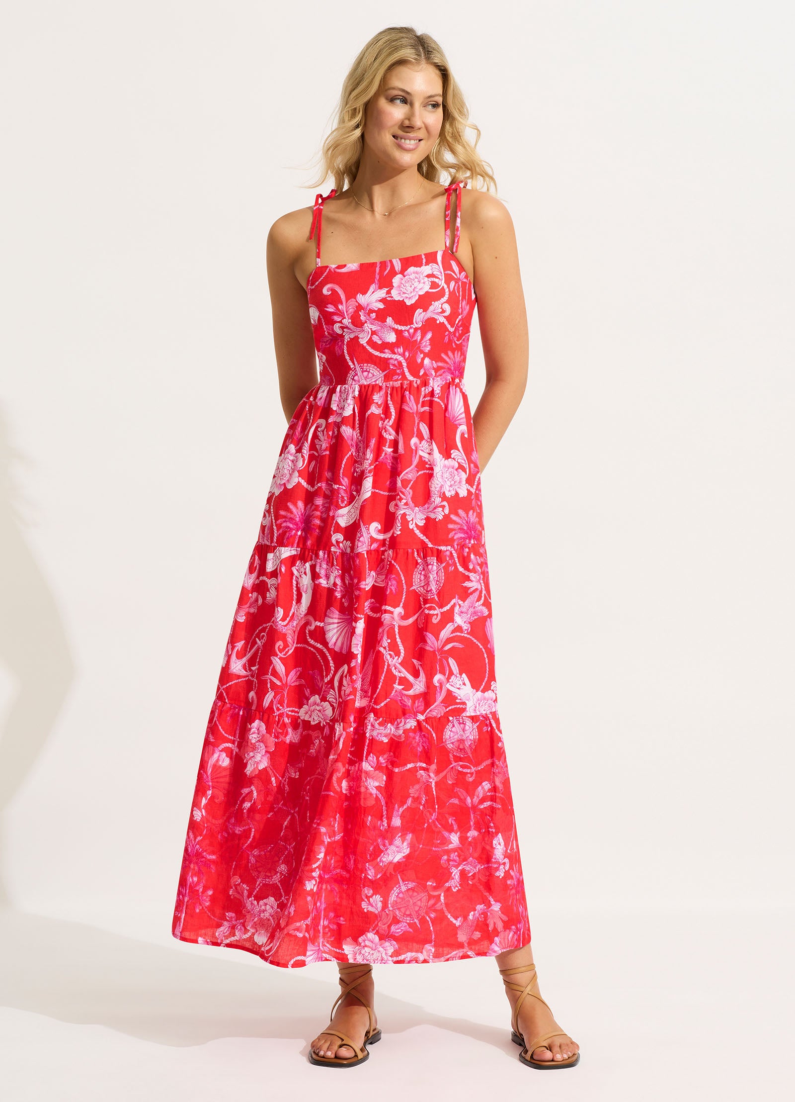 Tiered Maxi Dress - Chilli Red - Chilli Red