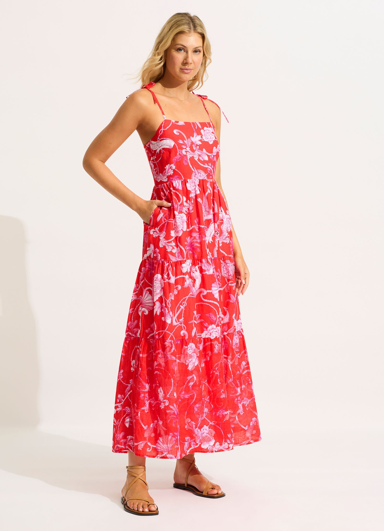 Tiered Maxi Dress - Chilli Red - Chilli Red view 2