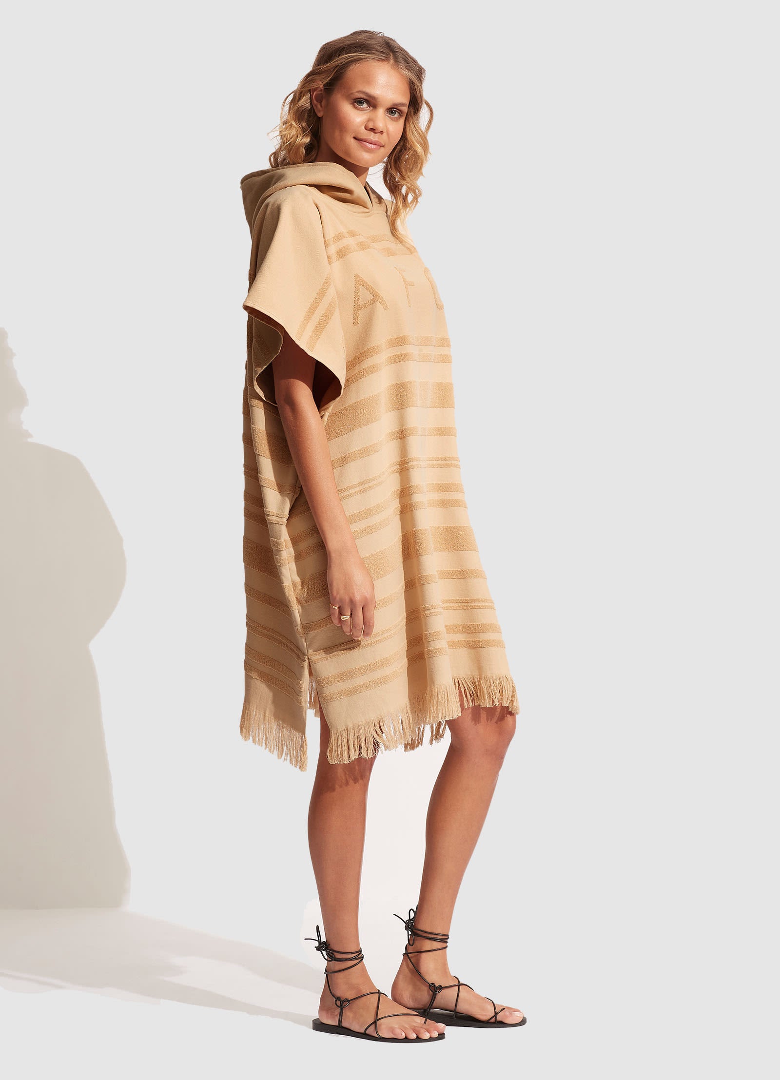 Towel Poncho - Camel - Camel view 3