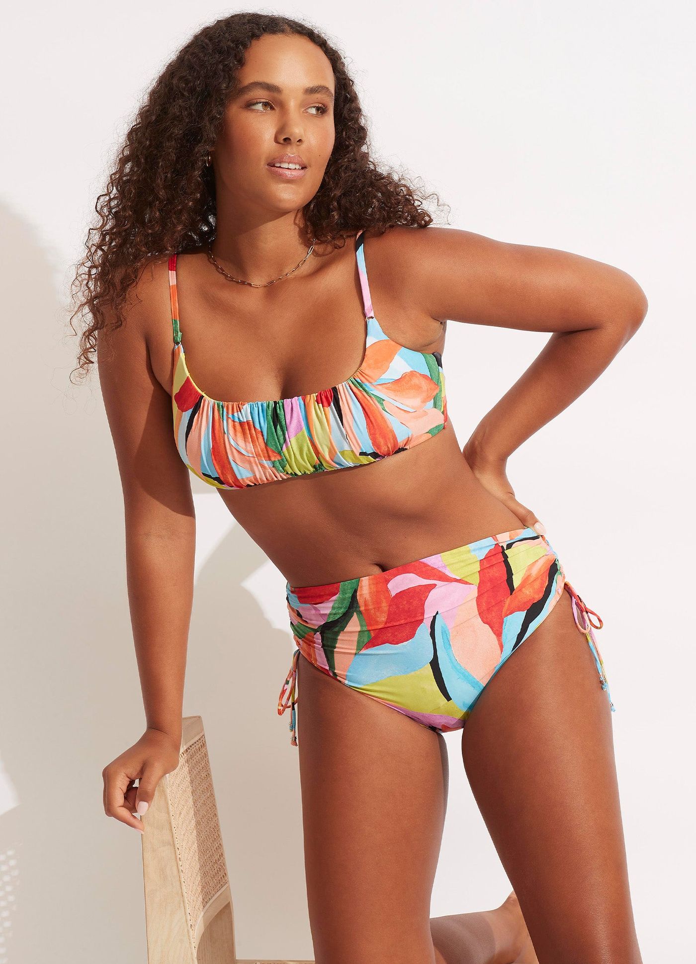 Tropfest Drawstring Hipster Bikini Bottom - Aquamarine - Aquamarine