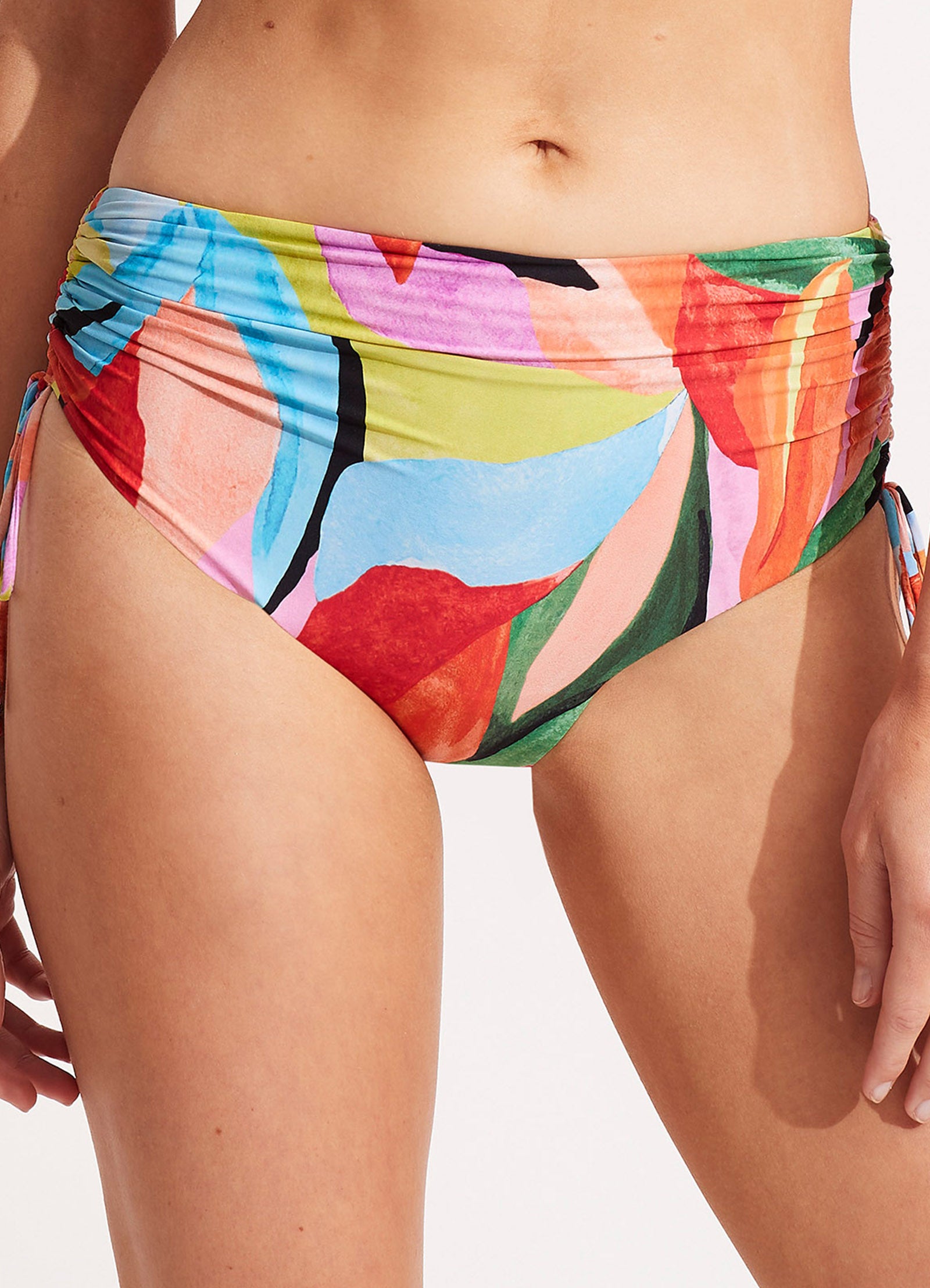 Tropfest Drawstring Hipster Bikini Bottom - Aquamarine - Aquamarine view 3
