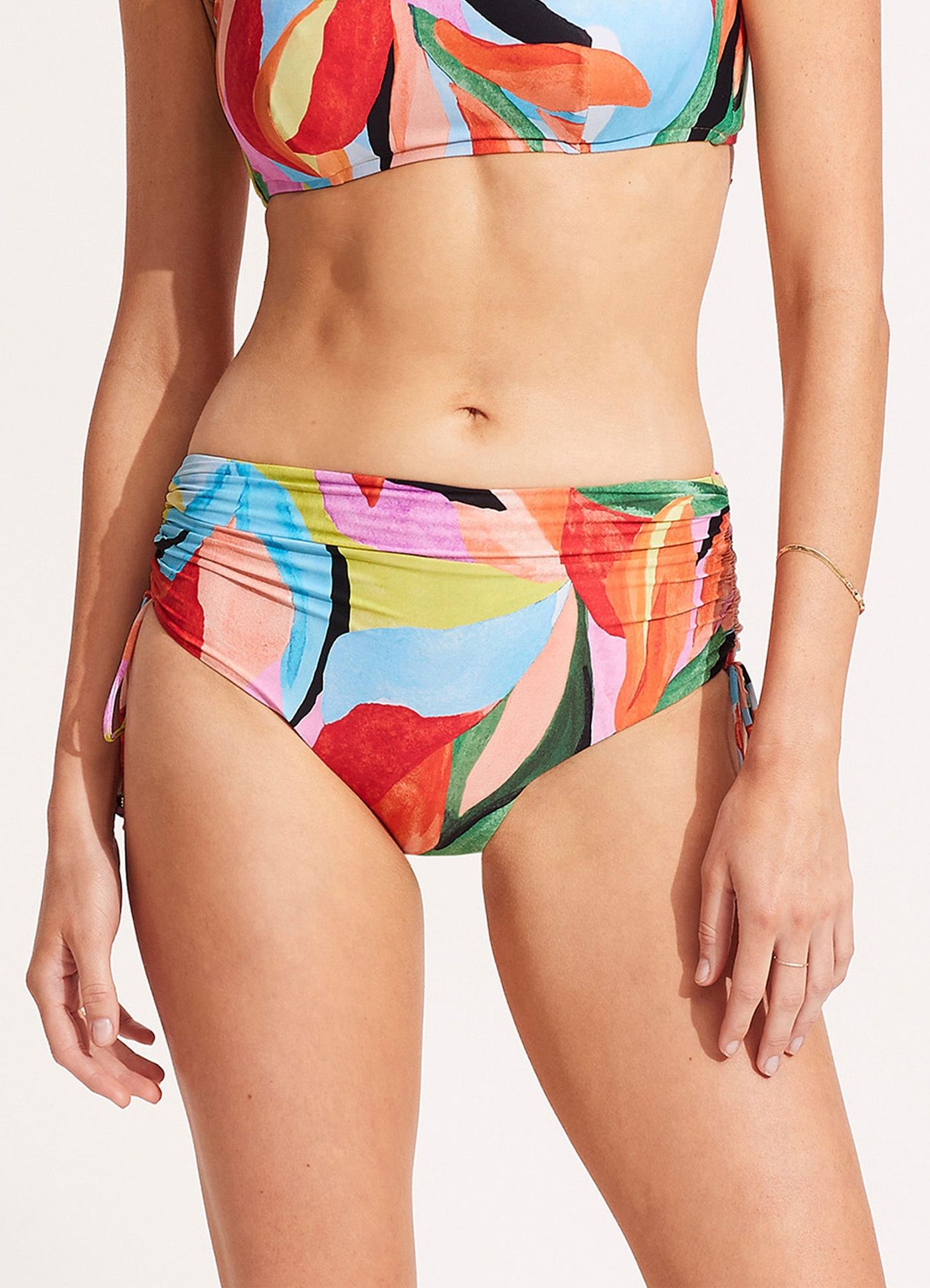 Tropfest Drawstring Hipster Bikini Bottom - Aquamarine - Aquamarine view 4
