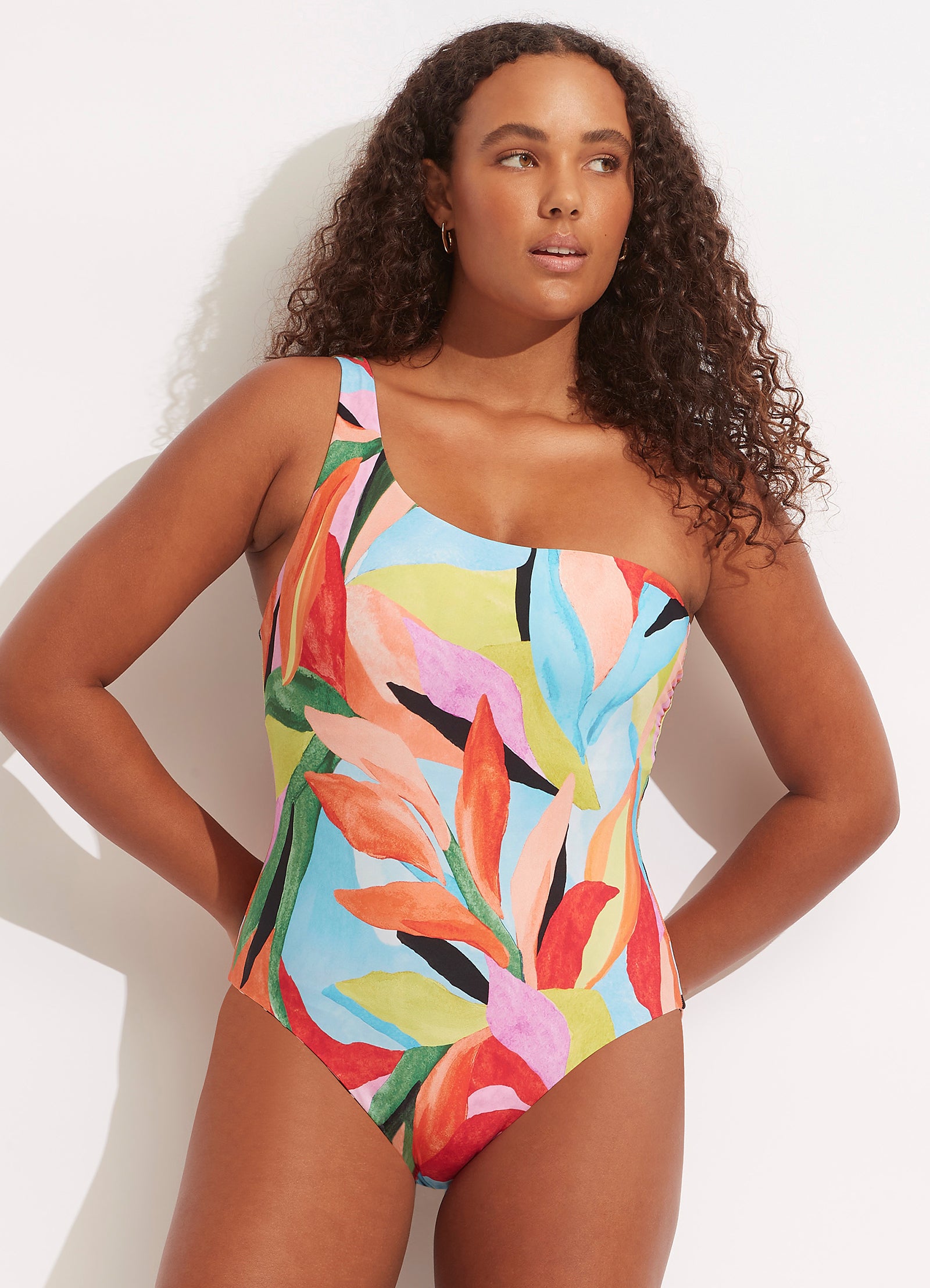 Tropfest Reversible One Shoulder One Piece - Aquamarine - Aquamarine