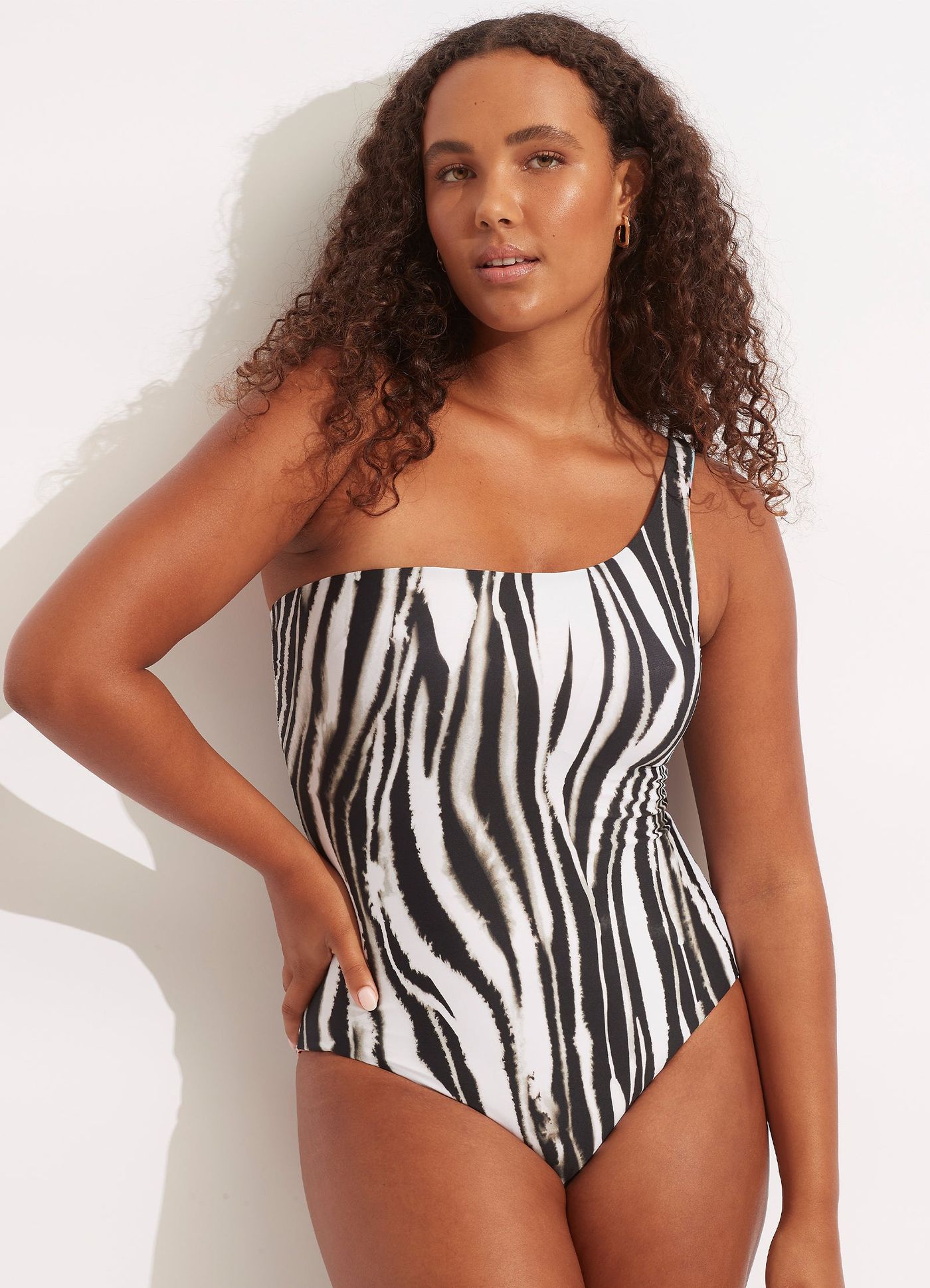 Tropfest Reversible One Shoulder One Piece - Aquamarine - Aquamarine view 2