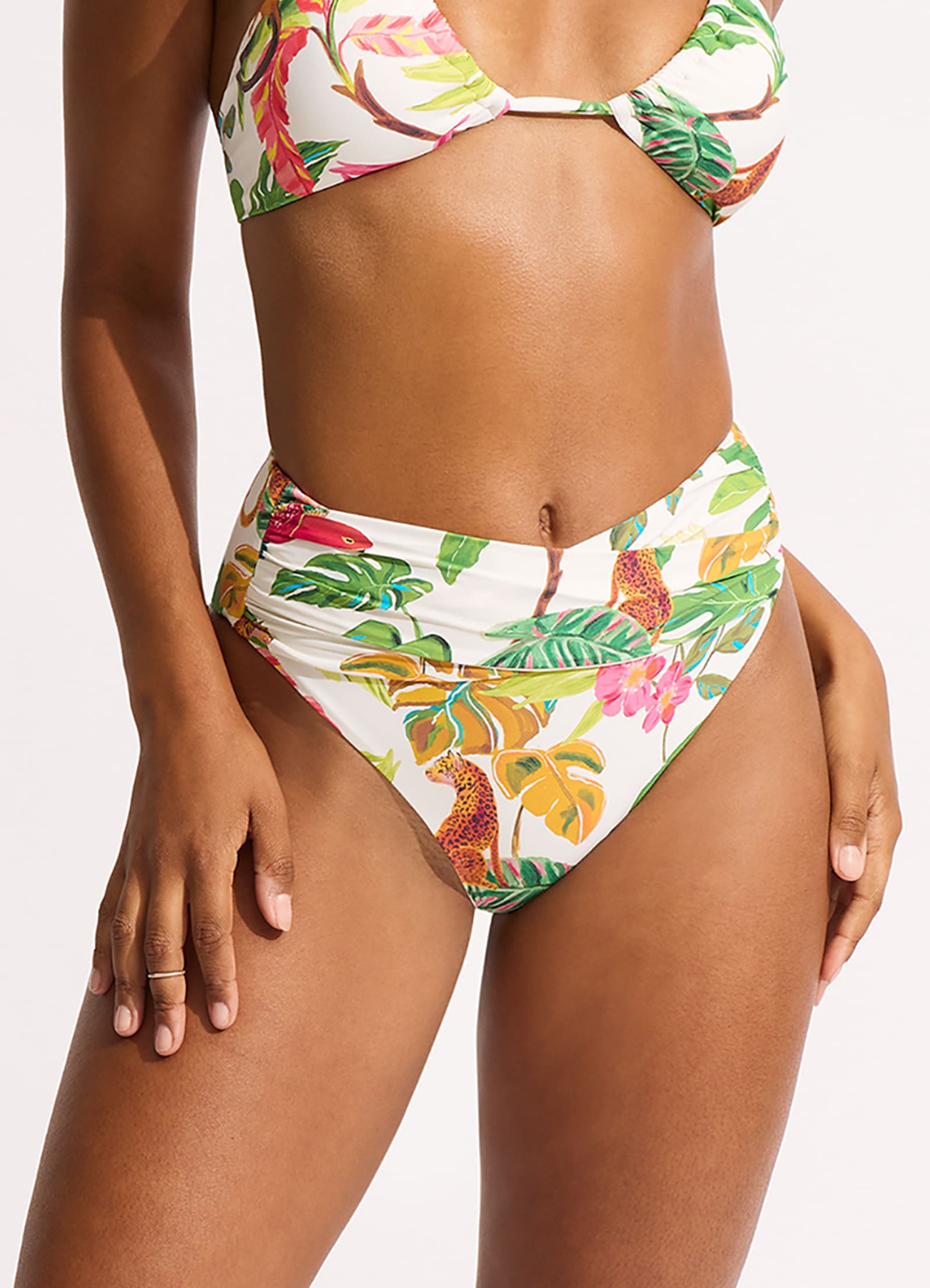 Tropica High Waist Wrap Front Bikini Bottom - Ecru - Ecru view 2