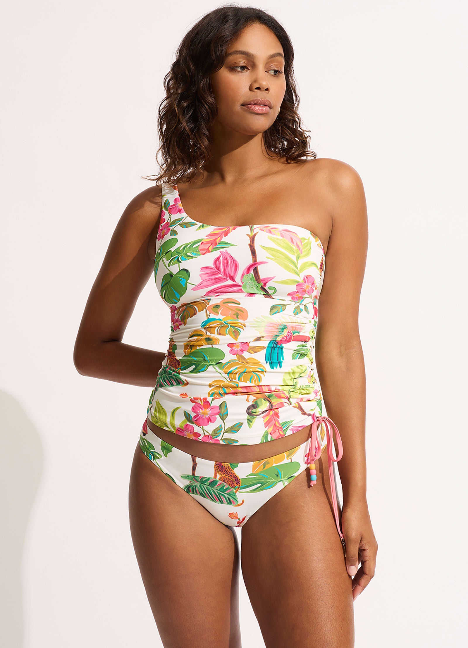 Tropica One Shoulder Tankini Top - Ecru - Ecru