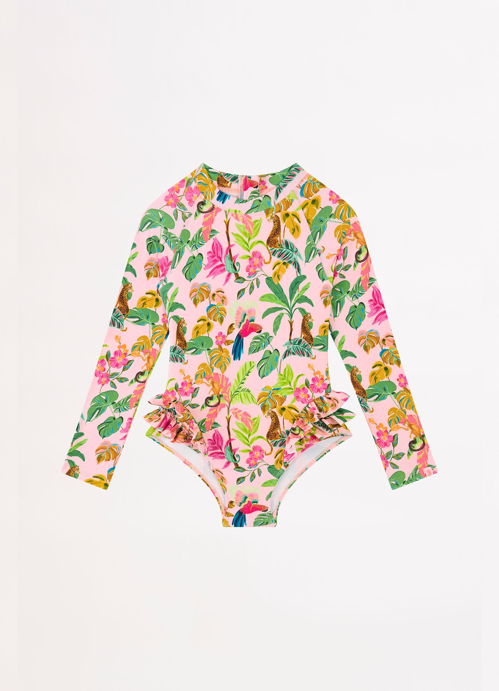 Tropical Dreams Girls Frill Hip Paddlesuit - Trop Pink - Trop Pink view 2