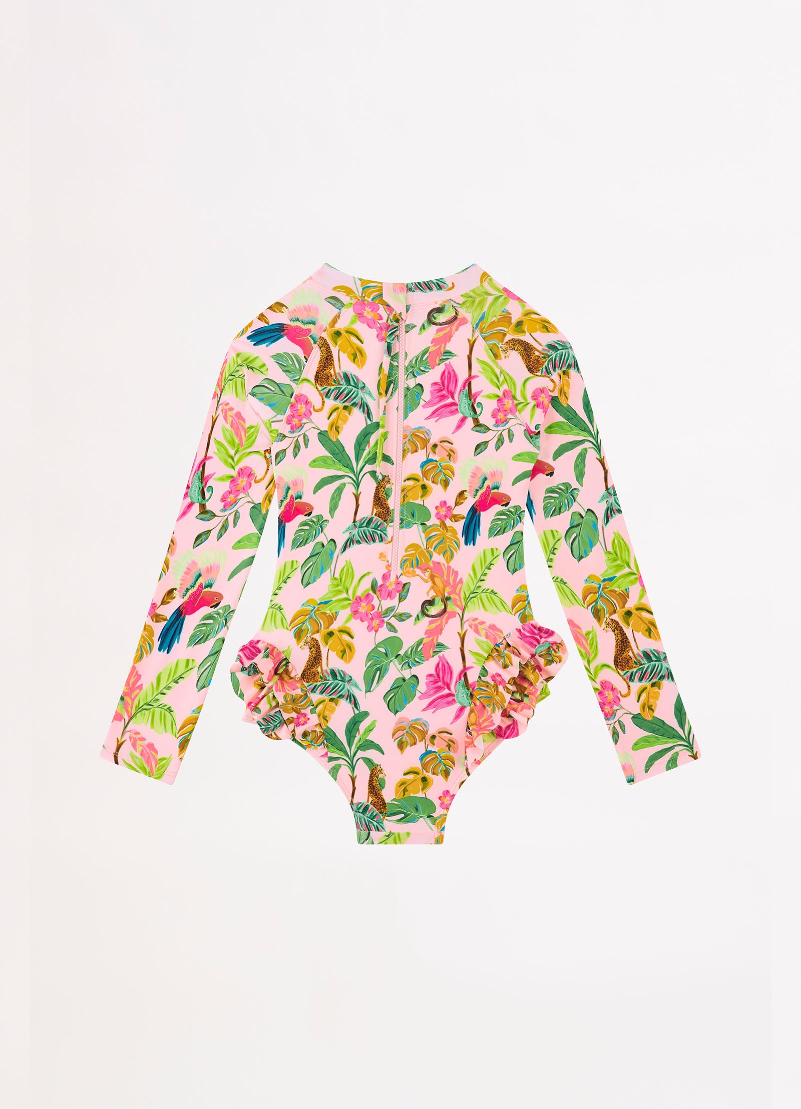 Tropical Dreams Girls Frill Hip Paddlesuit - Trop Pink - Trop Pink view 3