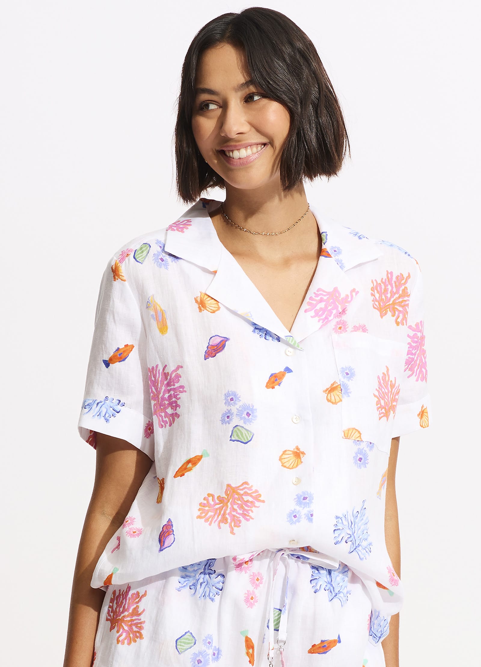 Under The Sea Beach Shirt - White - White