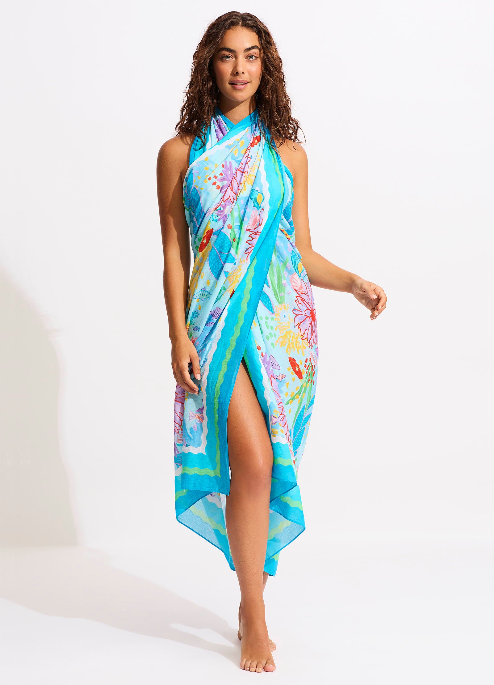 Under The Sea Sarong - Blue Mist - Blue Mist view 5