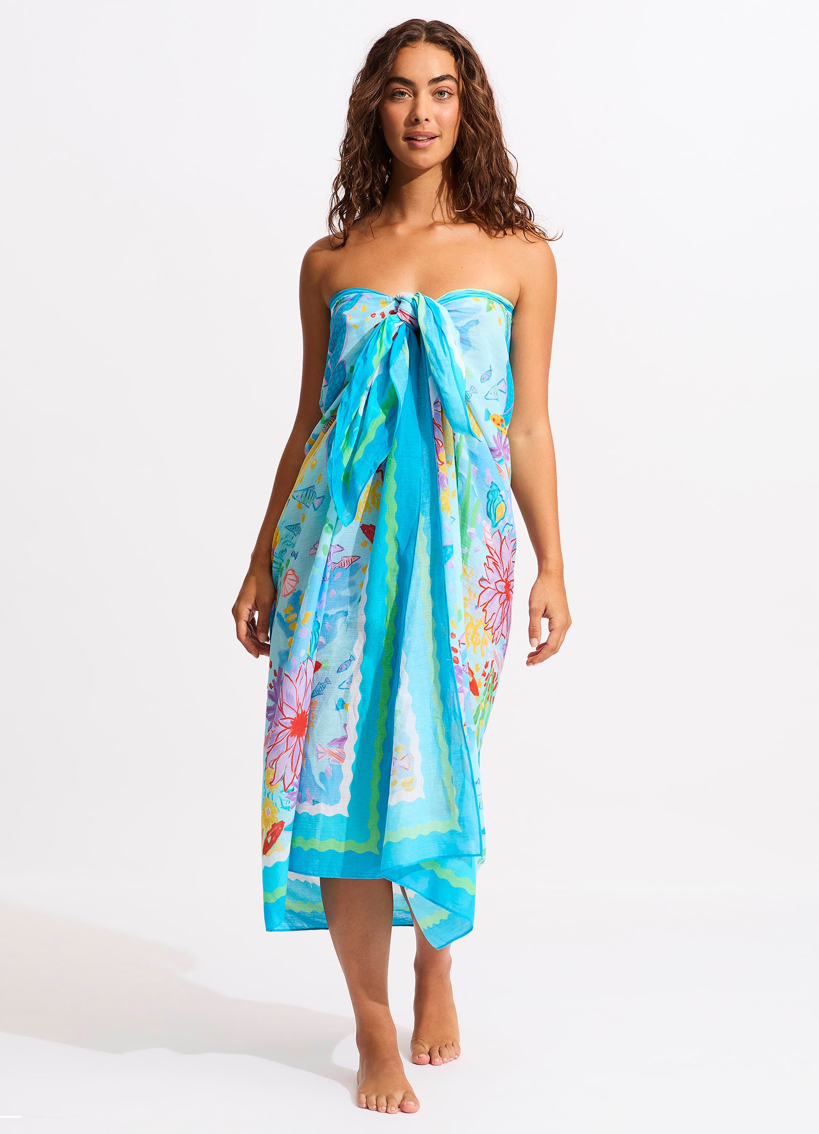 Under The Sea Sarong - Blue Mist - Blue Mist view 6