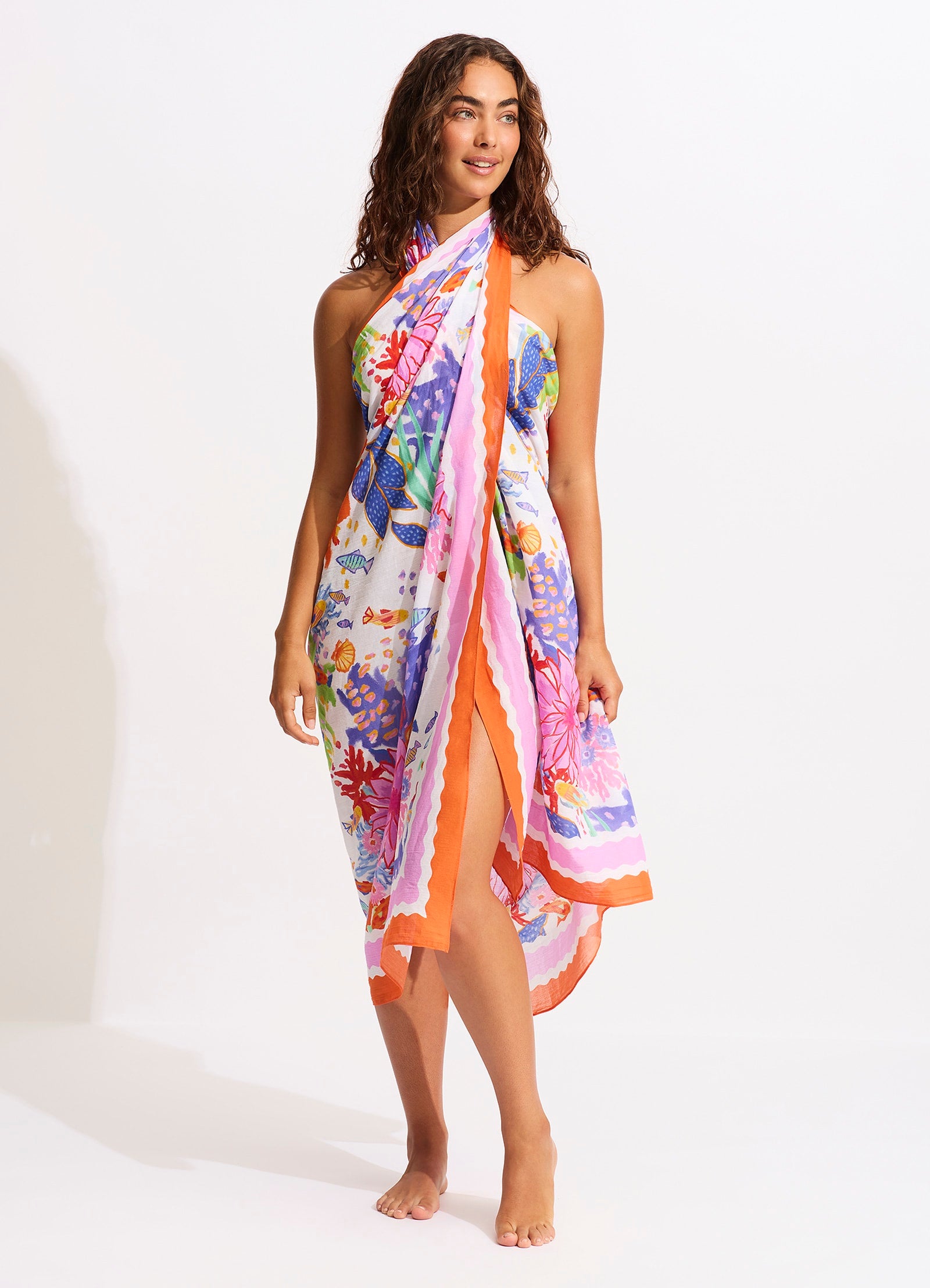 Under The Sea Sarong - White - White view 5