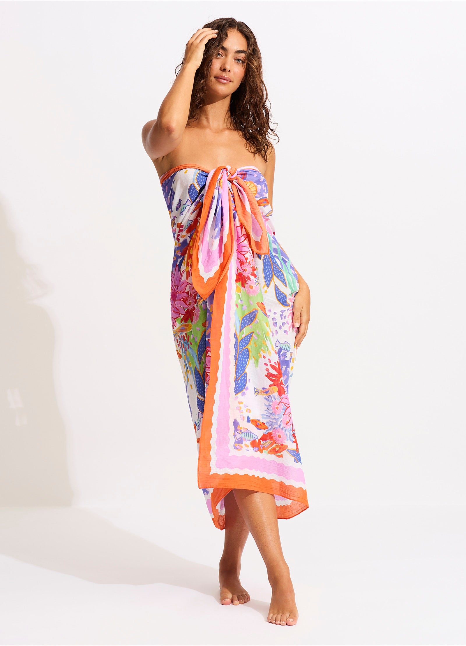 Under The Sea Sarong - White - White view 6