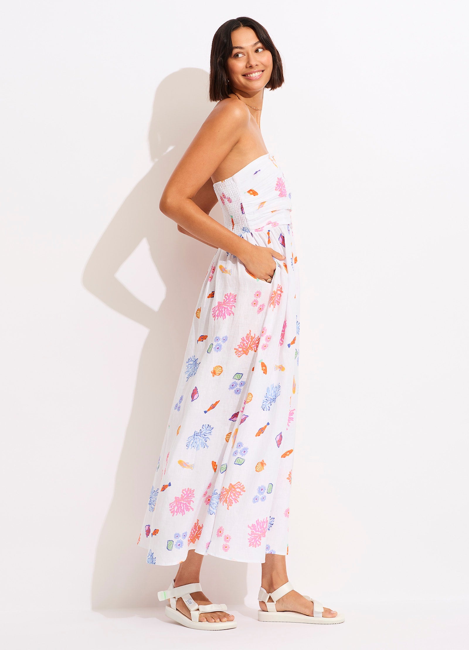 Under The Sea Strapless Maxi Dress - White - White view 2