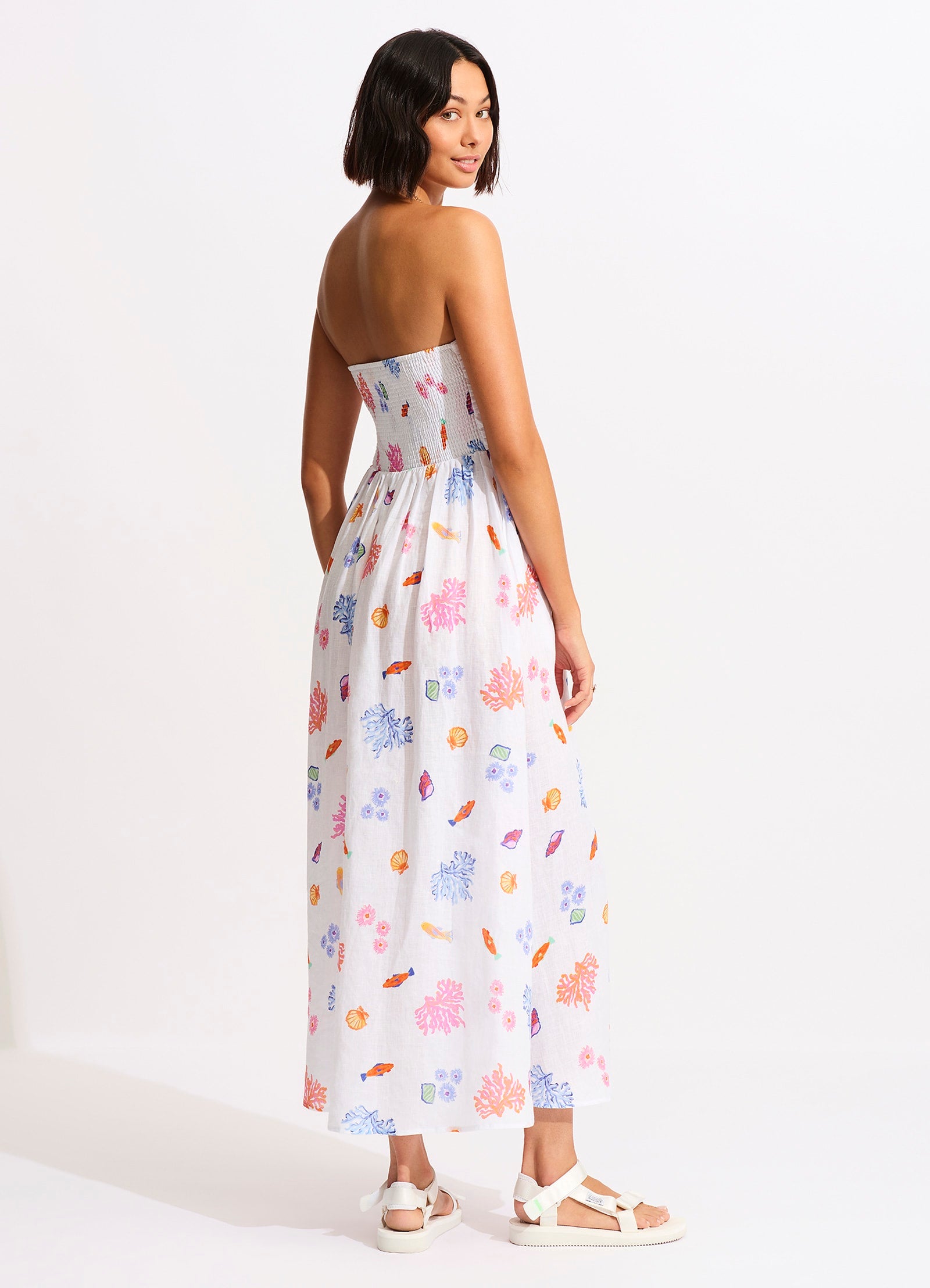 Under The Sea Strapless Maxi Dress - White - White view 4