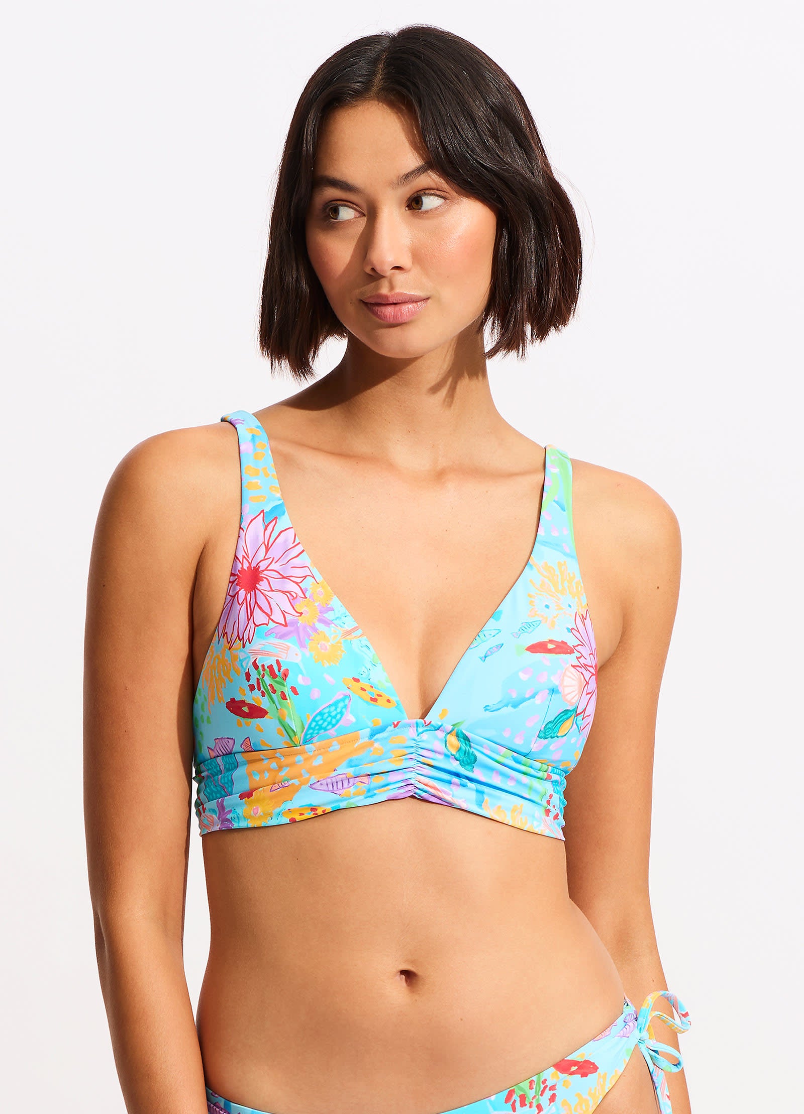 Under The Sea Triangle Bikini Top - Blue Mist - Blue Mist