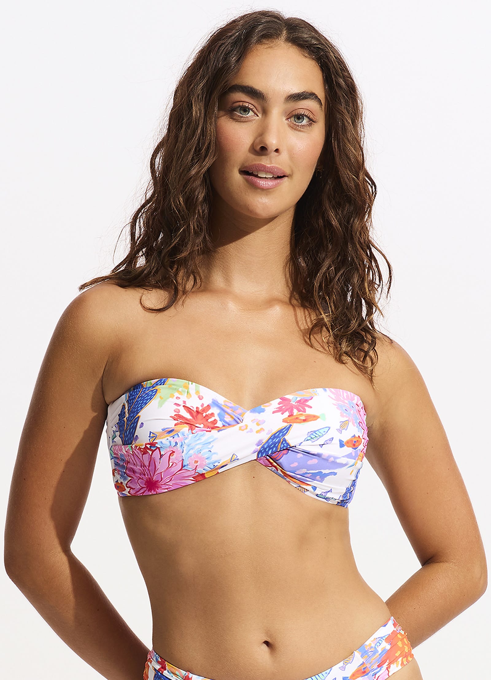 Under The Sea Twist Bandeau Bikini Top - White - White