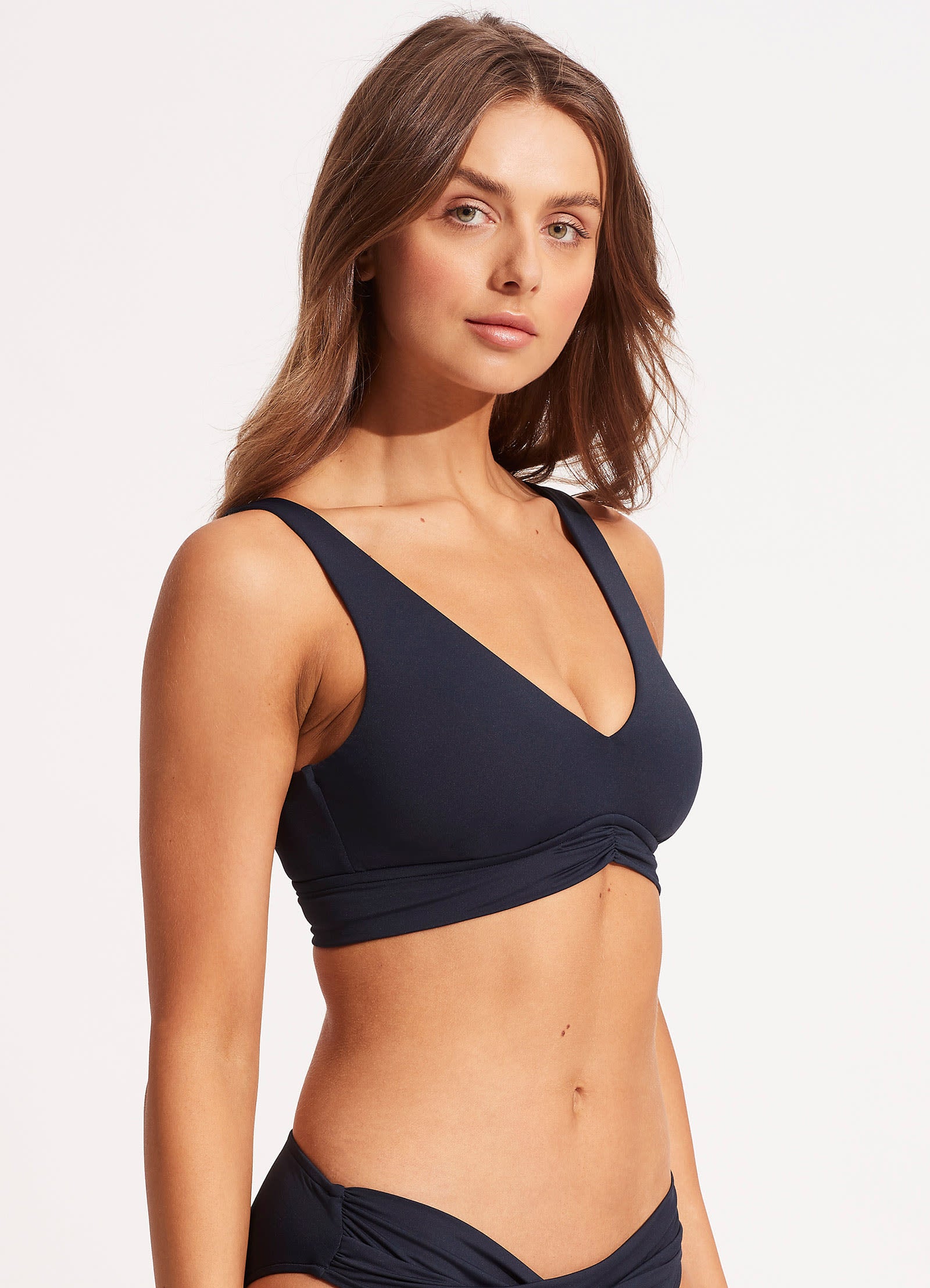 V Neck Tank Bikini Top - True Navy - True Navy view 3