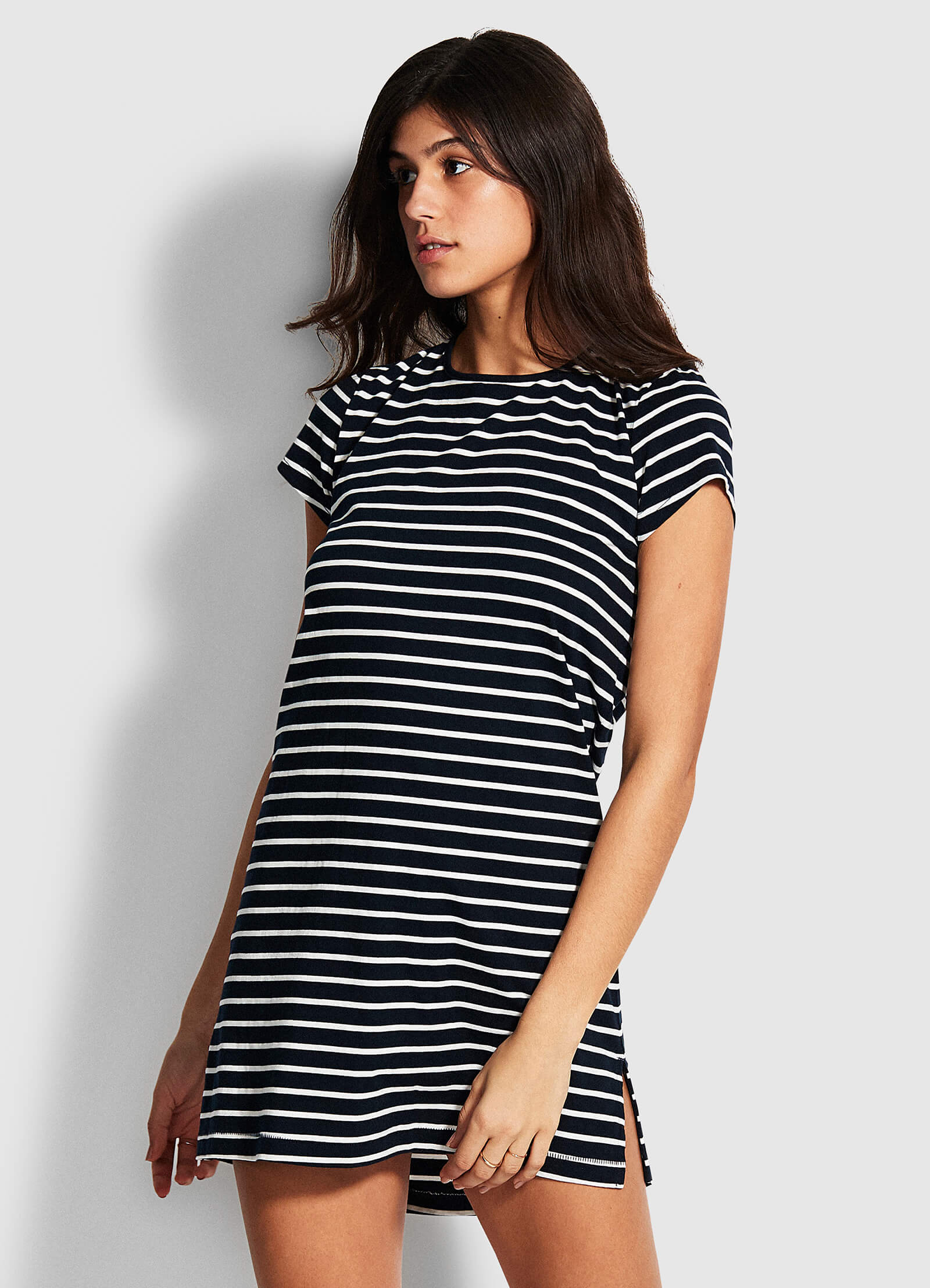 Vacay Tee Dress - Navy/White - Navy/White
