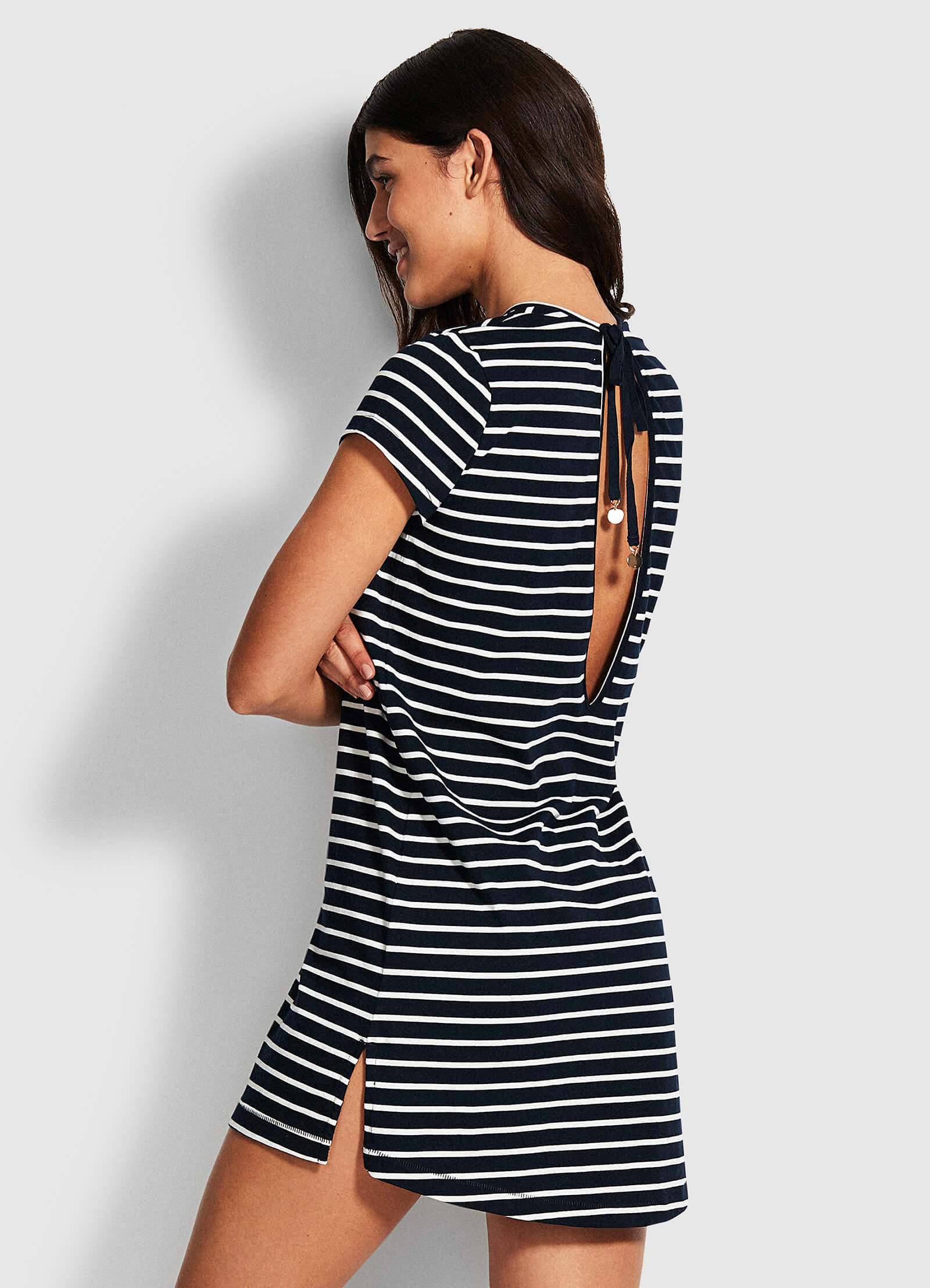 Vacay Tee Dress - Navy/White - Navy/White view 3