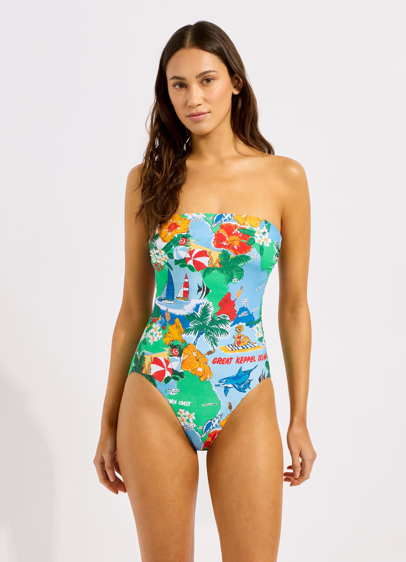 Viva Vacation DD Bandeau One Piece Swimsuit - Powder Blue