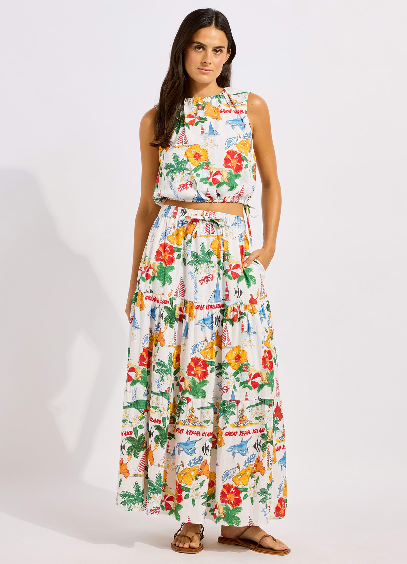 Viva Vacation Drawcord Waist Top - Powder Blue view 2