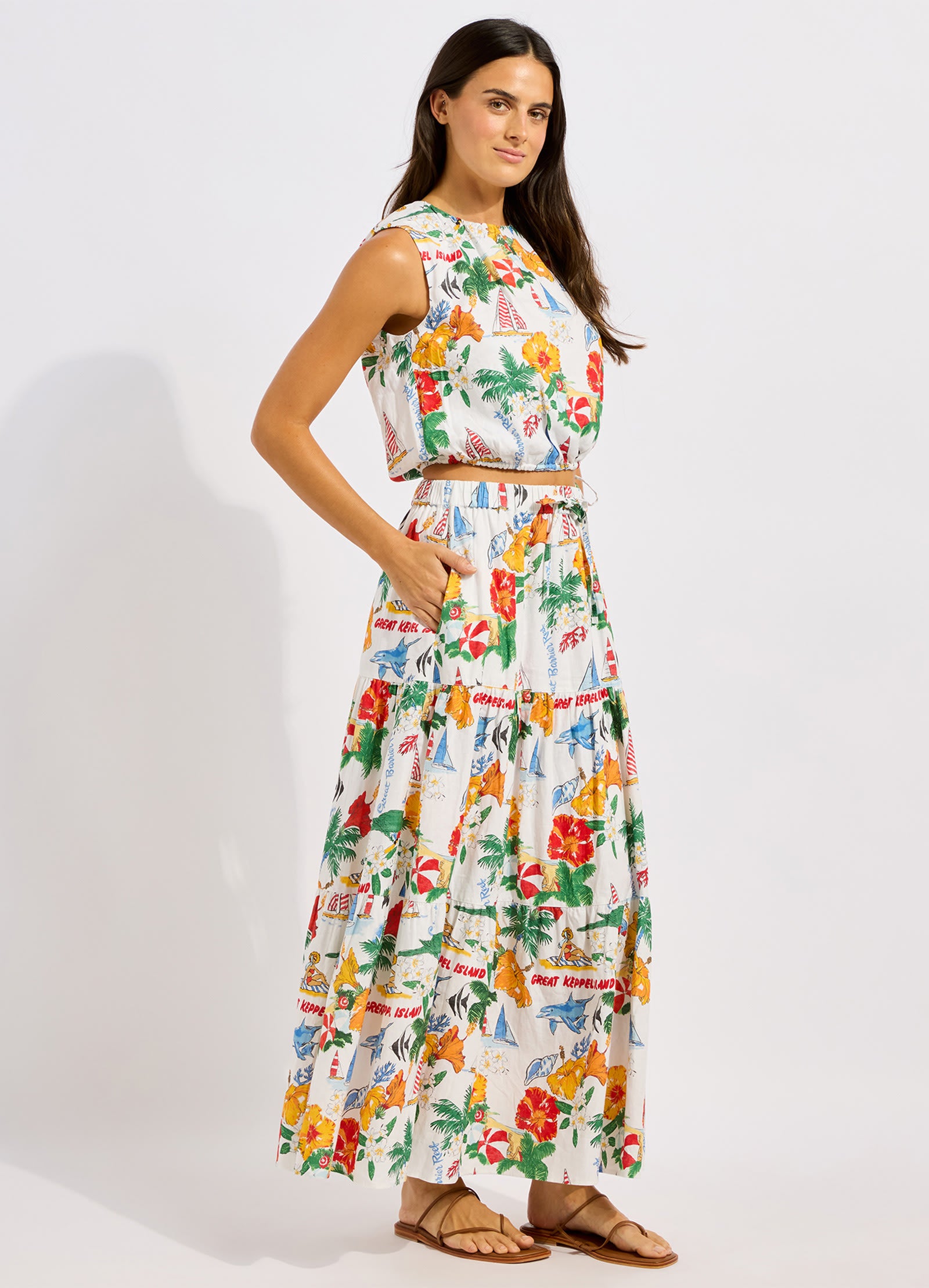Viva Vacation Drawcord Waist Top - Powder Blue view 3