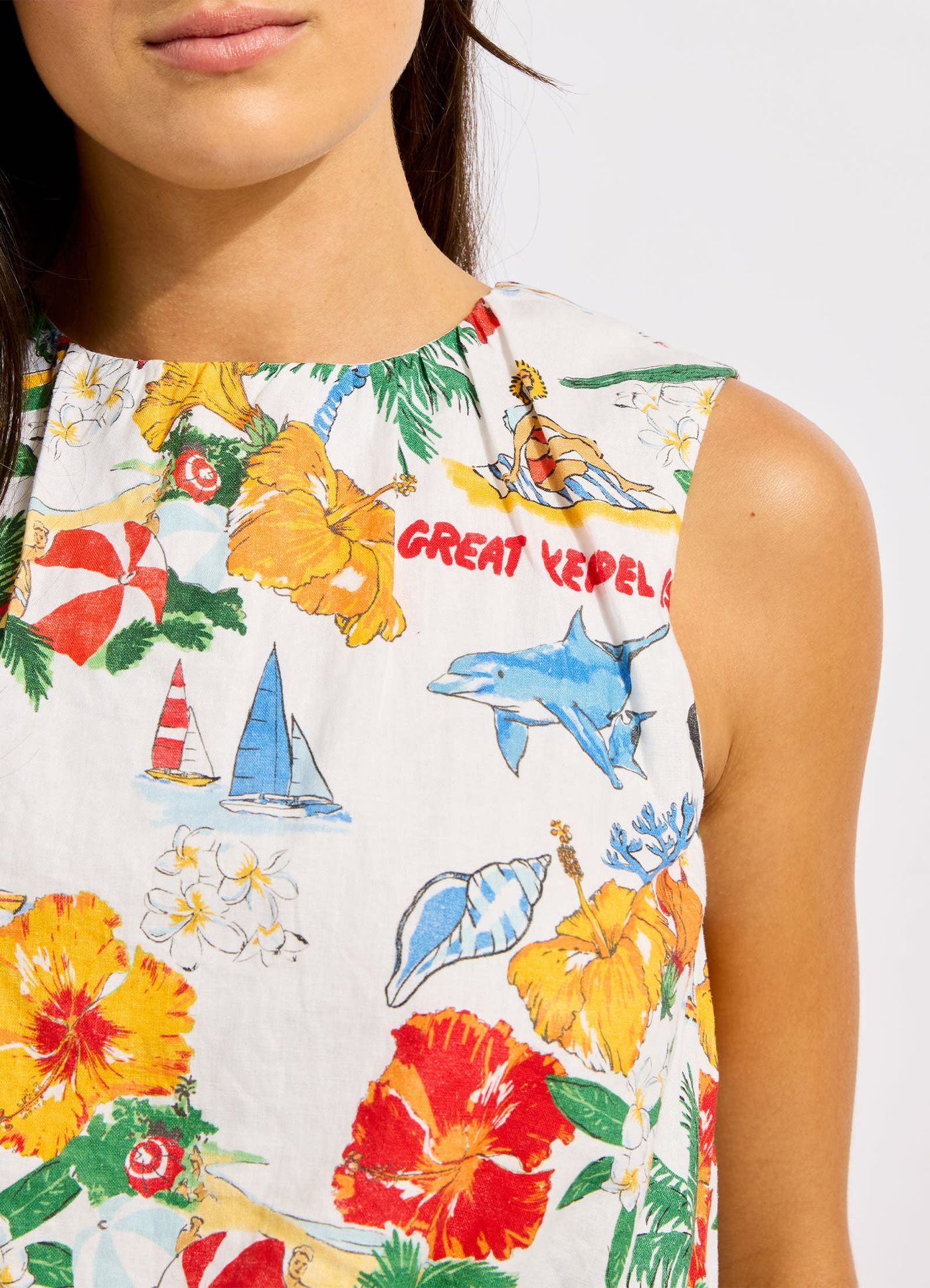 Viva Vacation Drawcord Waist Top - Powder Blue view 5