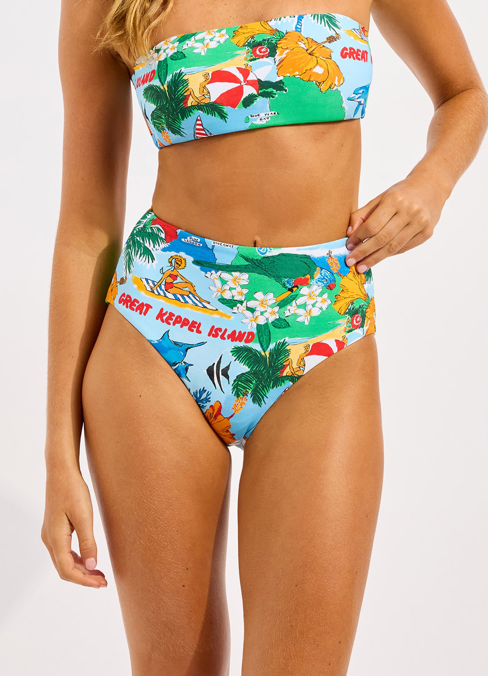 Viva Vacation High Waisted Bikini Bottom - Powder Blue view 2