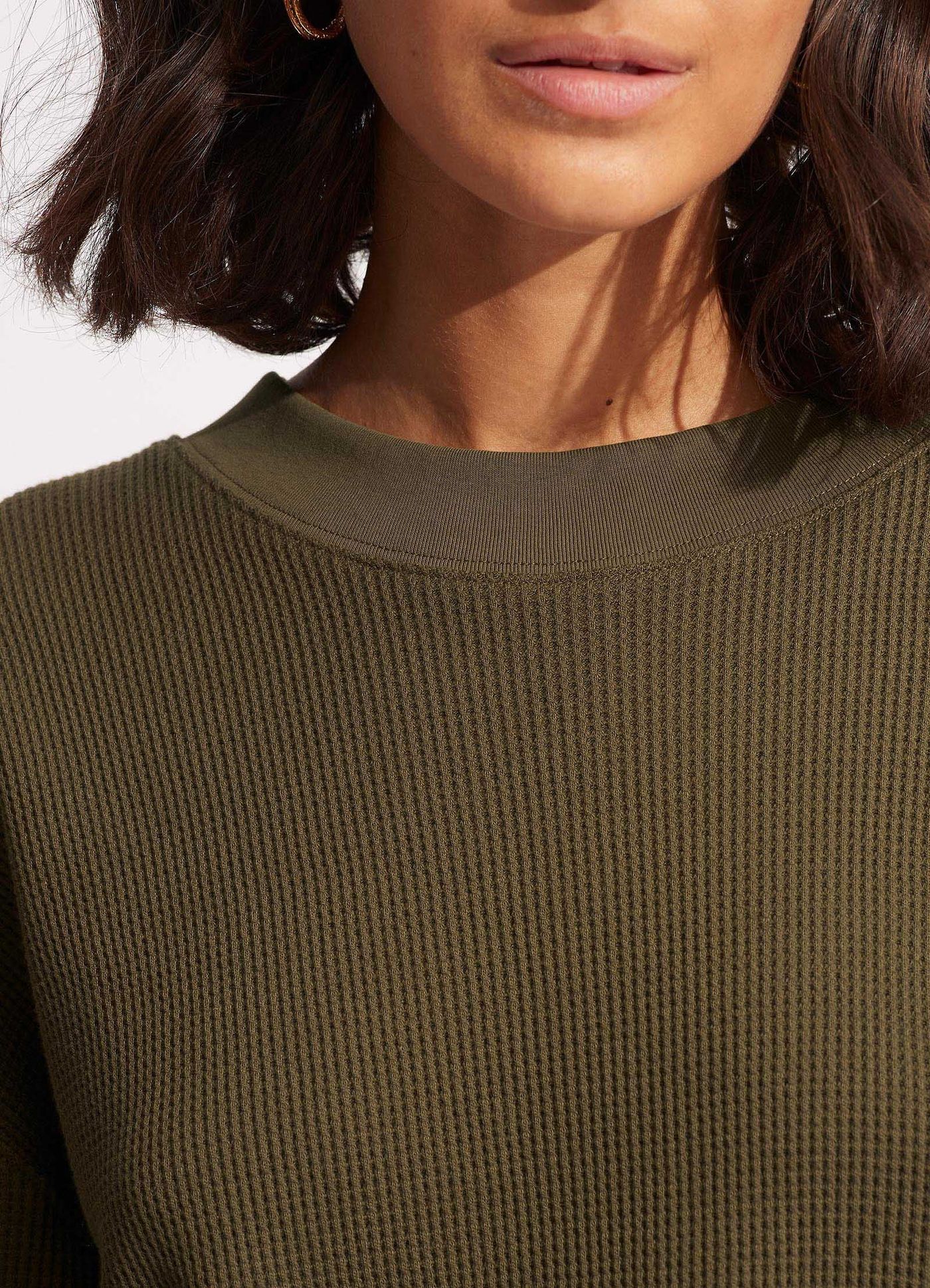 Waffle Sweat Top - Moss - Moss view 6