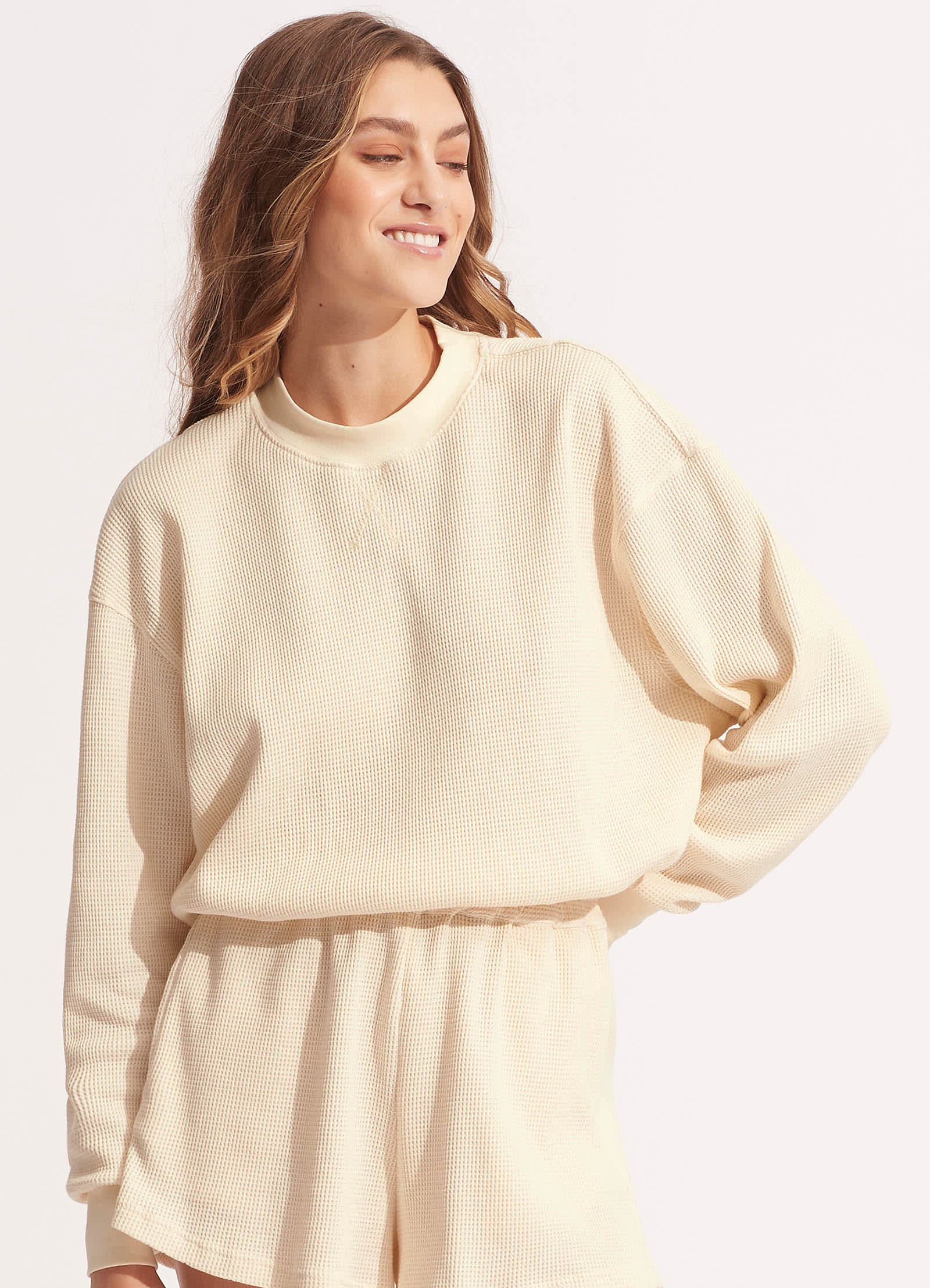 Waffle Sweat Top - Natural - Natural