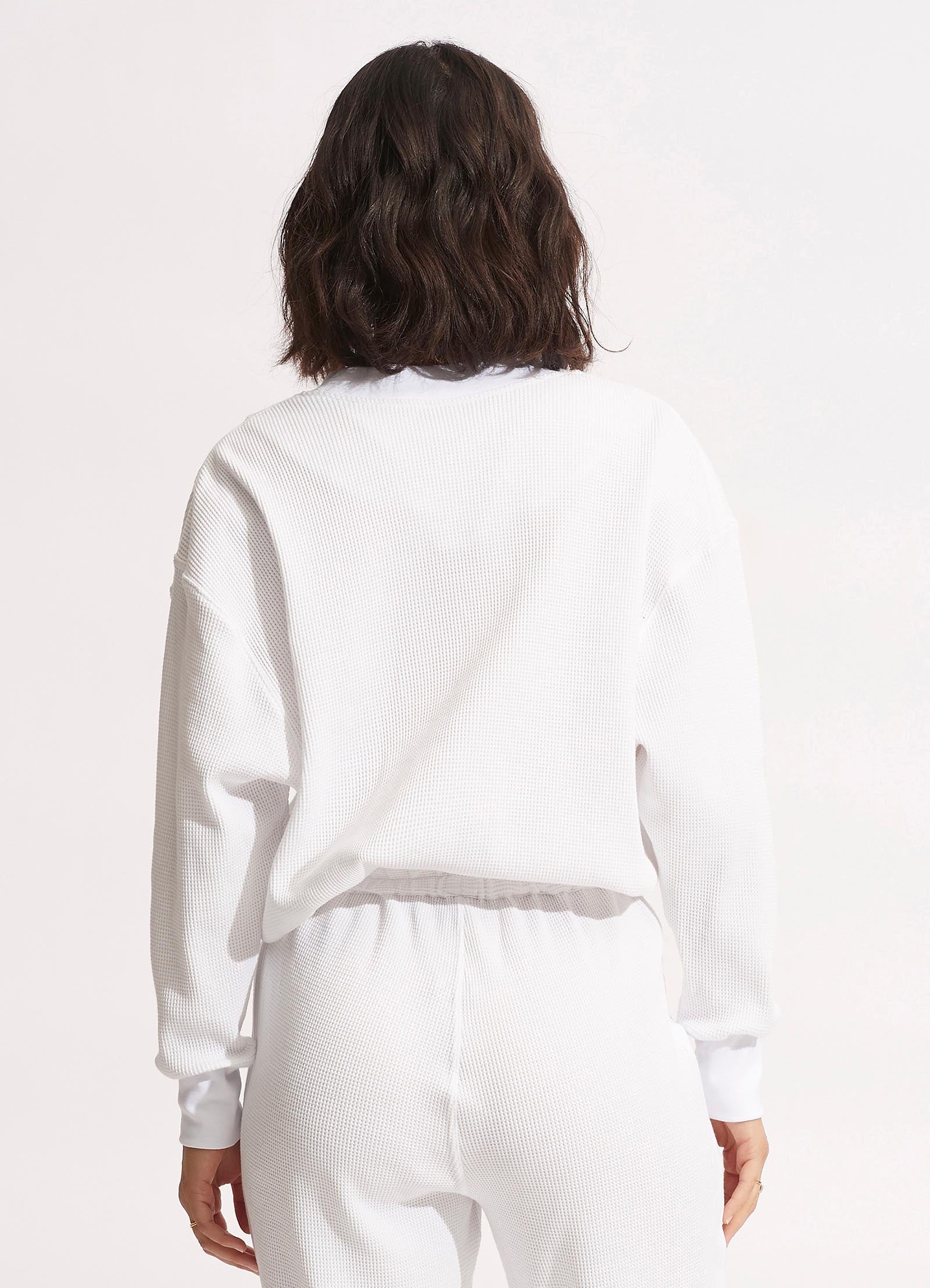 Waffle Sweat Top - White - White view 4